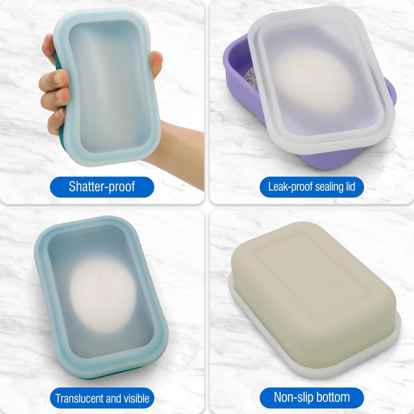 Enhanced Leak Proof Travel Soap Case, AIMAIAIMAI Silicone Soap Container with Draining Layer, Portable Bar Soap Holder for Bathroom, Camping, Gym, Easy to Clean (Translucent & Green)