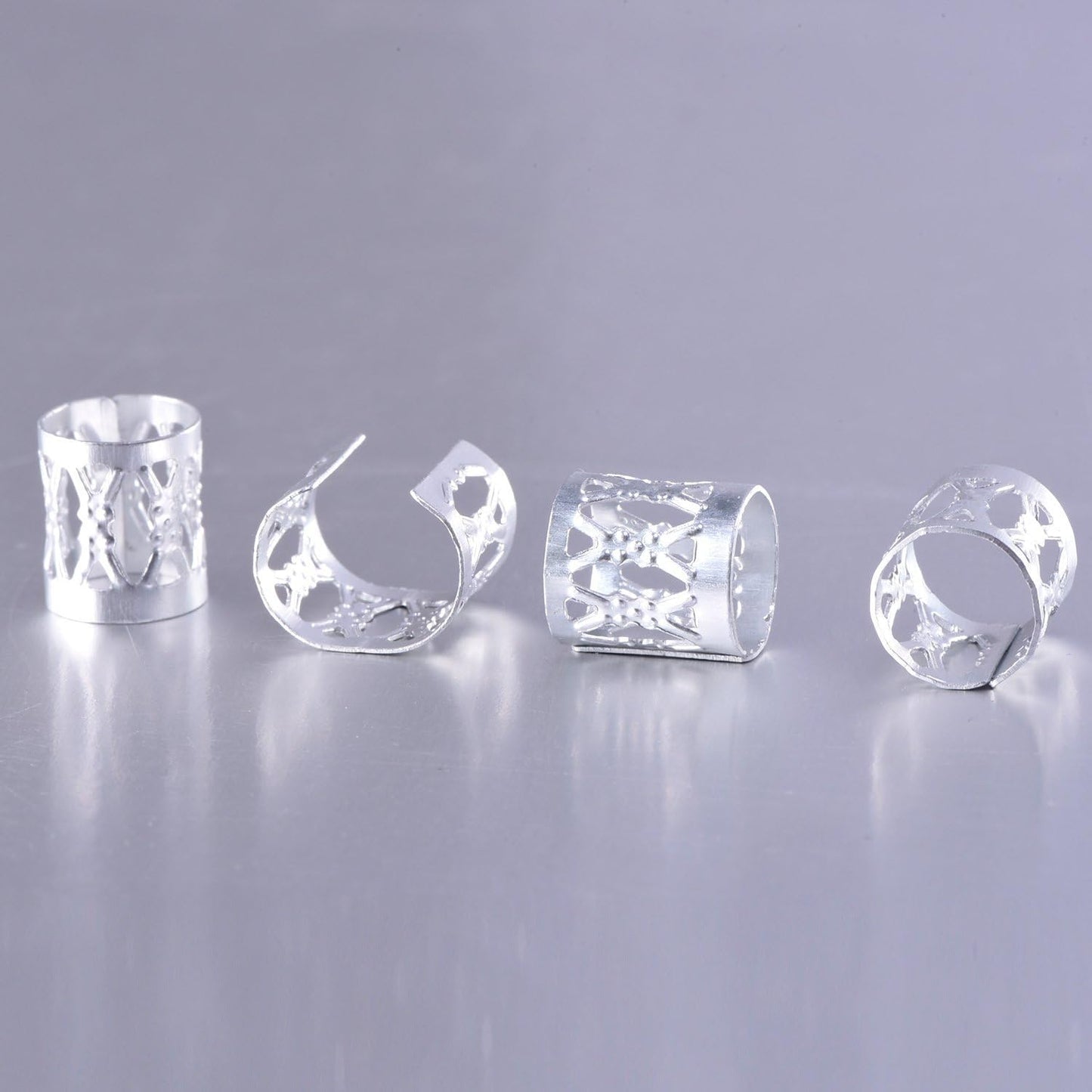 SEVENHEAD 50 Pcs Dreadlock Beads Hair Accessories Hair Rings Adjustable Cuffs Braiding Hair Decoration Clips Metal Hair Decoration for Braids(Gold and Silver)