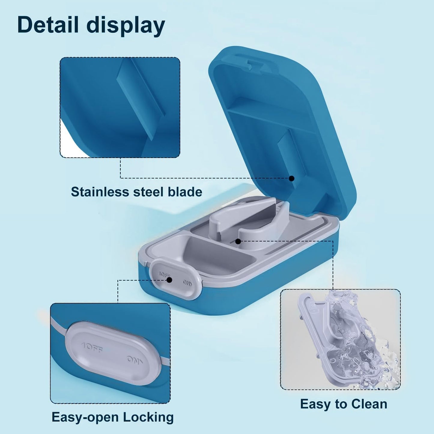 Pill Cutter Splitter for Small or Large Pills with Safety Lock - Accurate and Easy Travel-Friendly Design for Daily Use (Blue)