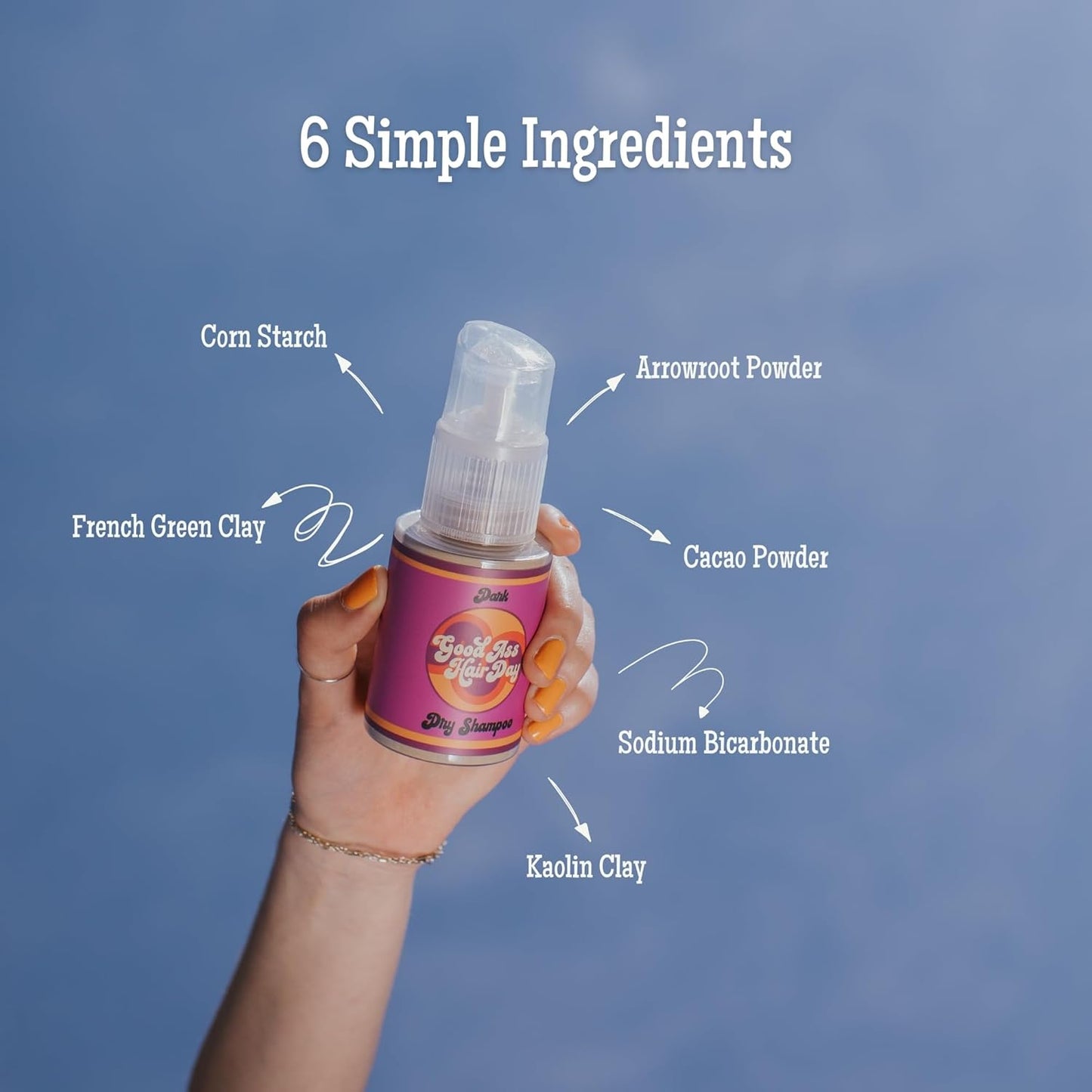 Good A Hair Day Dry Shampoo Powder – Non-Aerosol, Talc-Free, All-Natural, Absorbs Oil, Refreshes Hair Between Washes, Handmade in USA, Dark