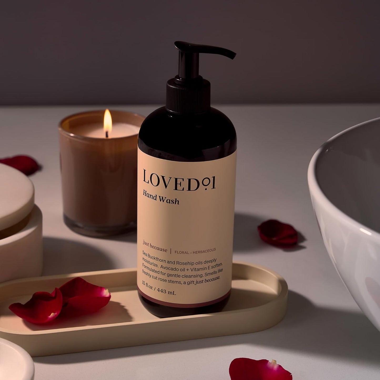 Loved01 Hand Wash, Just Because Liquid Hand Soap, Gentle & Hydrating, Cruelty-Free, Formulated with Nourishing Oils & Soft Floral Scent, 2-Pack (15 oz each)