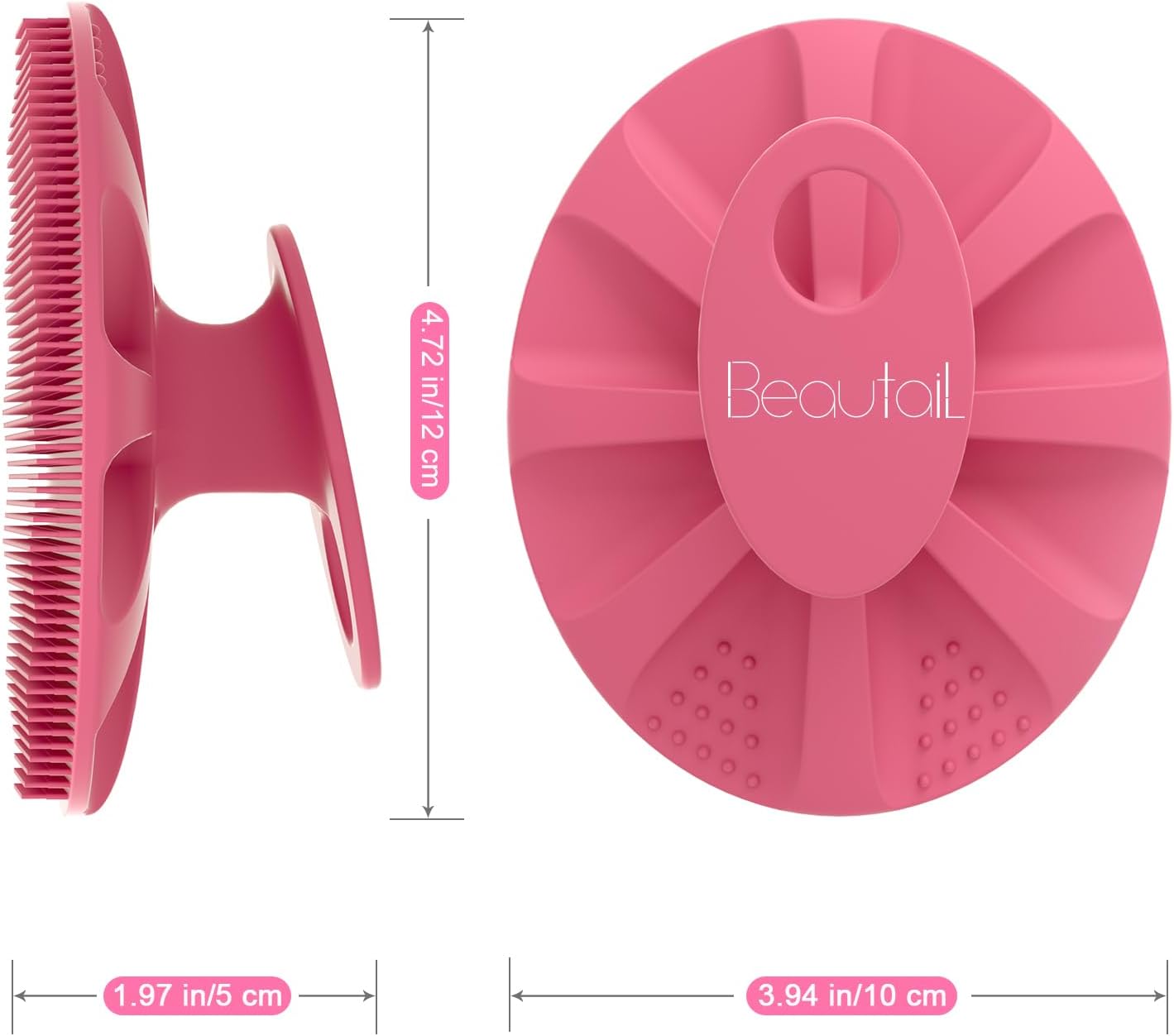 Silicone Body Scrubber Shower Bath Wash Brush Gentle Exfoliating Scrub Cleansing Loofah for Women Men Baby Sensitive Skin, Easy to Clean, Lather Nicely, More Hygienic, 1 Pack, Pink