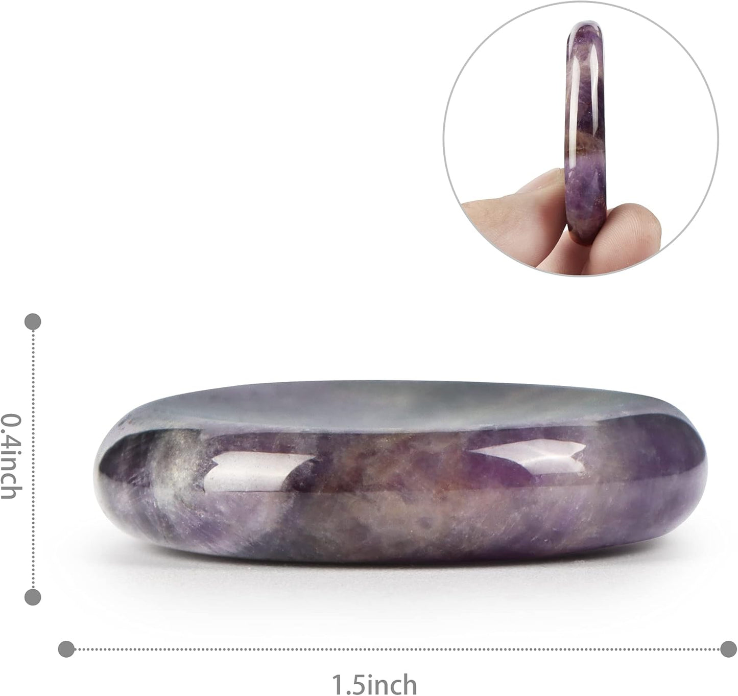 Artistone Amethyst Crystal Thumb Worry Stone Carved Healing Crystals Pocket Palm Stones for Anxiety Stress Relief Meditation