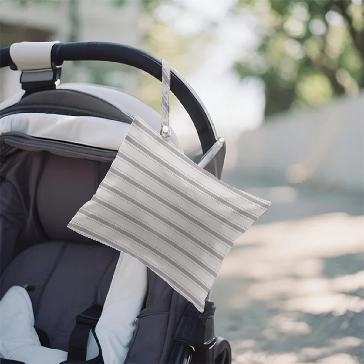 2Pcs Stripe Wet Bag 12x10 Inch, Grid Waterproof Reusable Wet Dry Bags, Rustic Washable Travel Laundry Bags for Swimsuit Pool Beach Diapers Dirty Yoga Gym Clothes, Travel Gifts for Women Friend