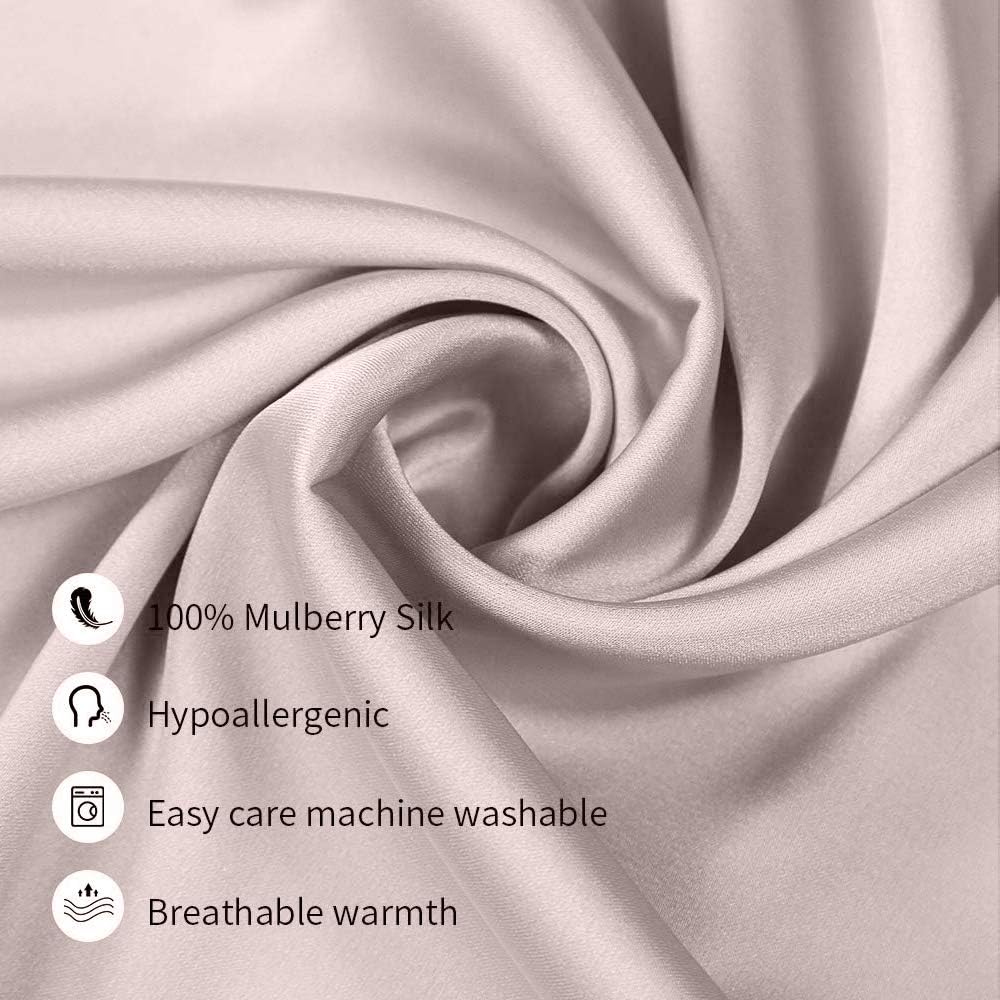 100% Mulberry Silk Pillowcases Set of 2 for Hair and Skin and Super Soft and Breathable King Size Nature Silk Pillowcases (King, Apricot Gray)