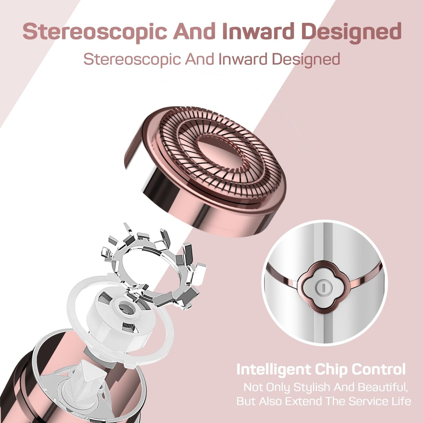 Electric Painless Hair Remover, Facial Hair Removal for Women - as Seen on TV Face Shaver, Hair Removal Device with 2 Replacement Heads