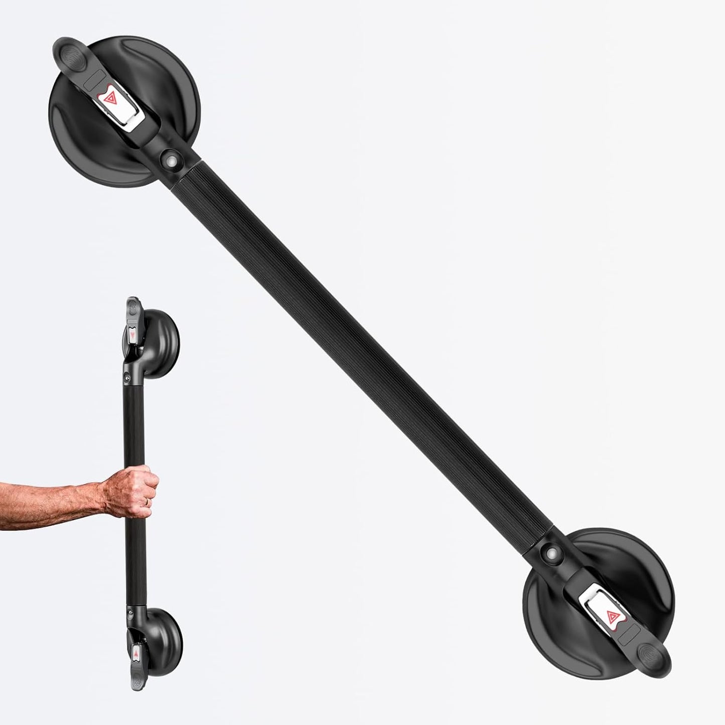 Shower Handle Upgraded 21 inch Grab Bar for Bathtub,Shower Handles with Strong Suction Cup,Bathroom Safety Grab Bar for Handicap Elderly Seniors and Disabled,Heavy Duty,Black