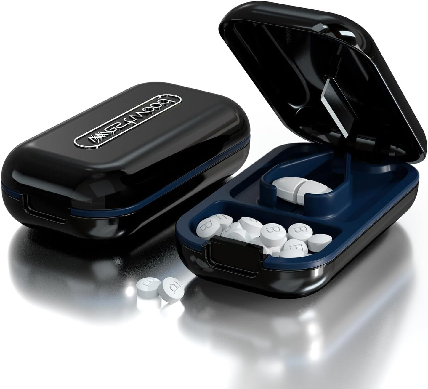 DUBSTAR Small Pill Cutter, Pill Cutter Splitter for Small and Tiny Pills, Portable Pretty Pill Cutters for Large Pills, Cuts Vitamins Tablets for Purse Pocket (Pill Cutter, Black)