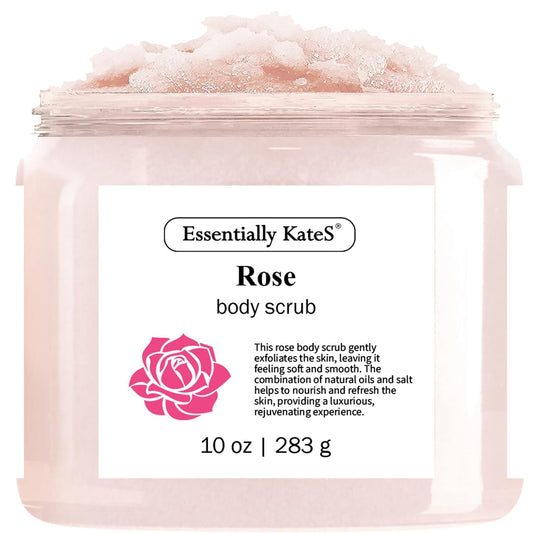 Rose Body & Foot Scrub 10 oz - a gentle and enjoyable exfoliating experience, leaving your skin feeling smooth - The best stocking stuffer.
