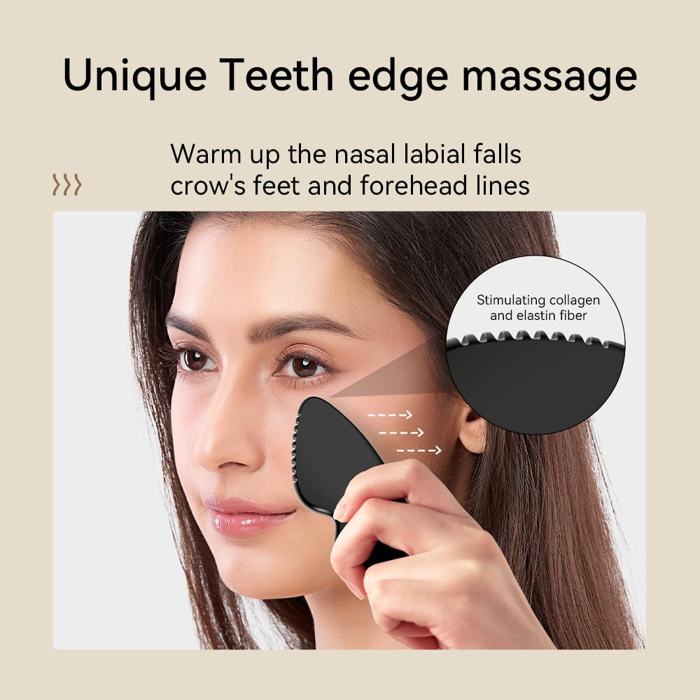 Gua Sha Facial Tools - Guasha Tool for Face and Body, Premium Metal Scraping Massage Tool for Lymphatic Drainage, Skin Rejuvenation, and Relaxation