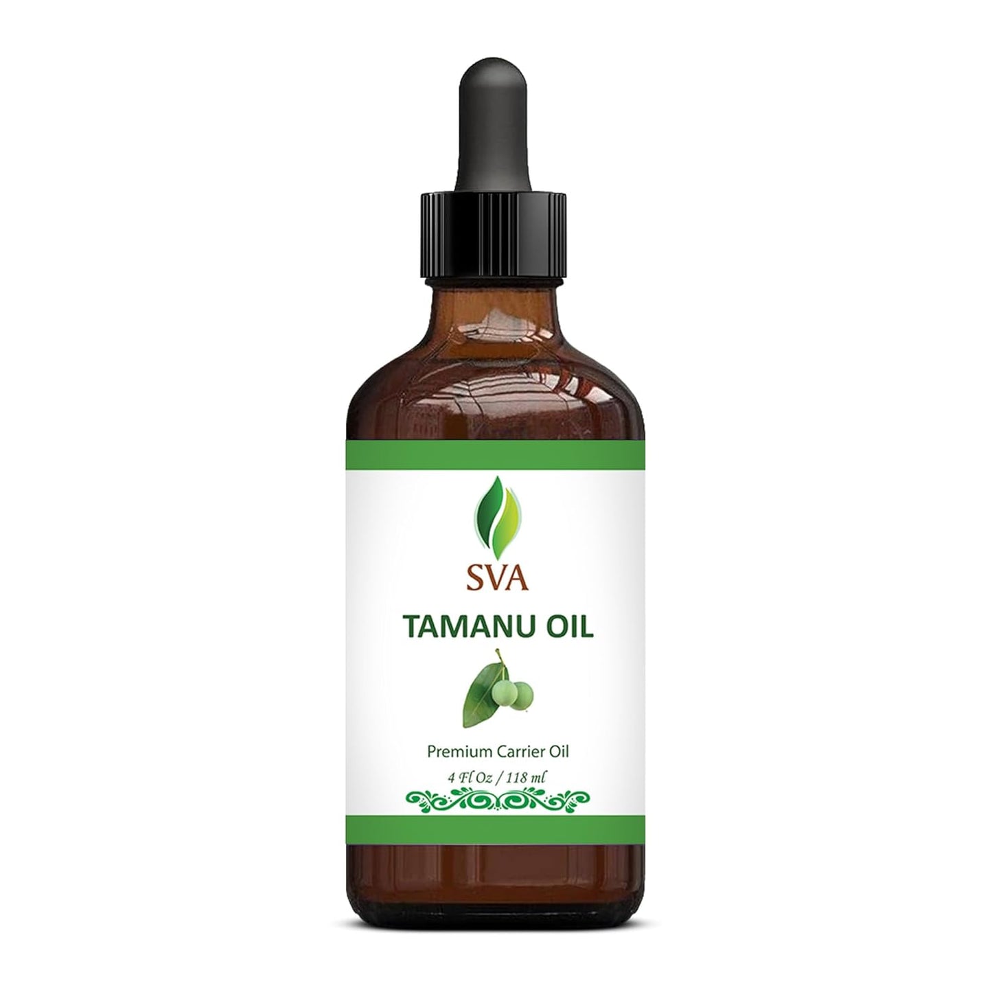 SVA Tamanu Oil - 4 Fl Oz – 100% Natural Cold Pressed Tamanu Oil - for Face, Skin Care, Hair Care, Scalp Massage & Body Massage – Carrier Oil with Dropper