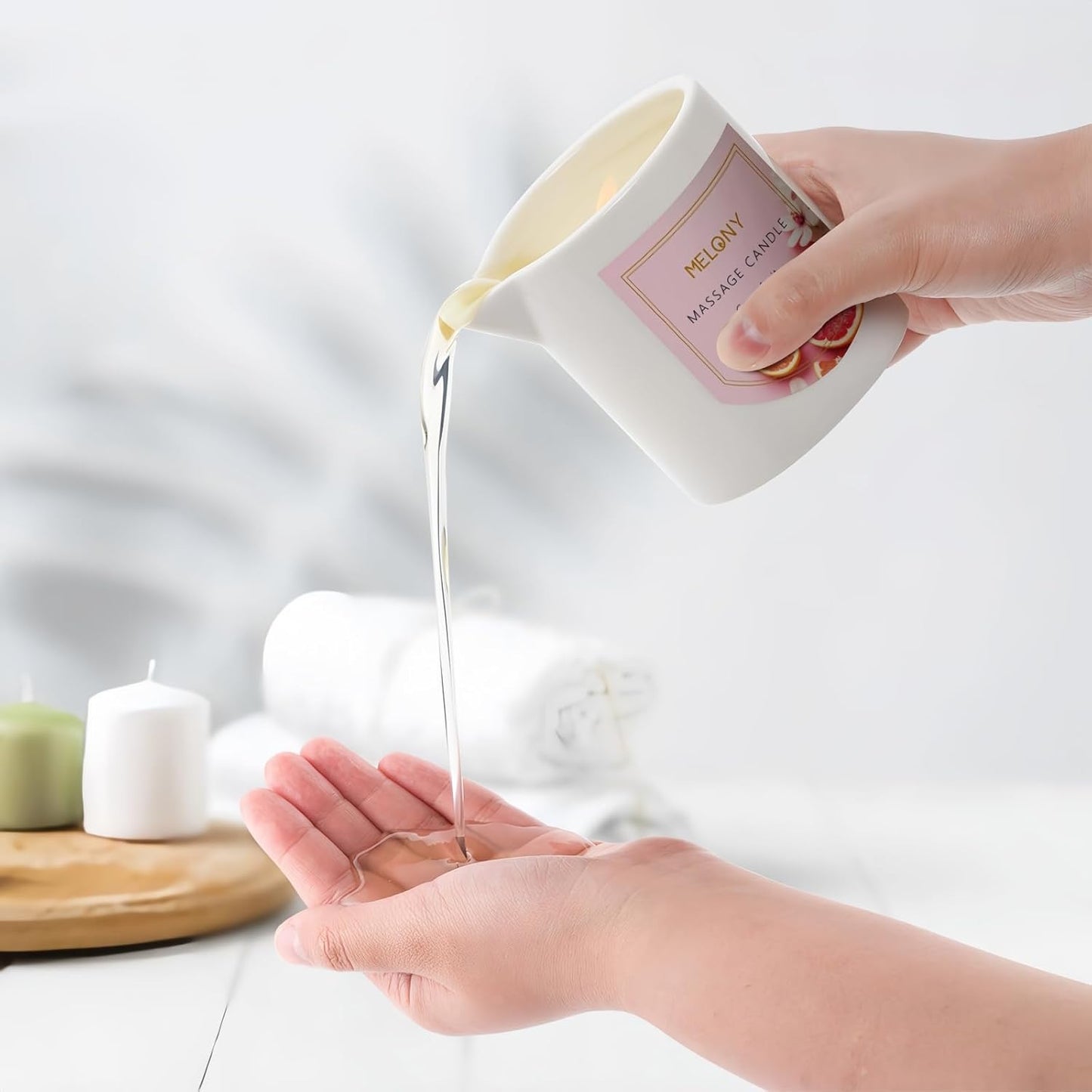 MELONY Luxury Massage Candle - Moisturising, Body Oil Candles for Muscle Relaxation, 8.1OZ (Grapefruit)