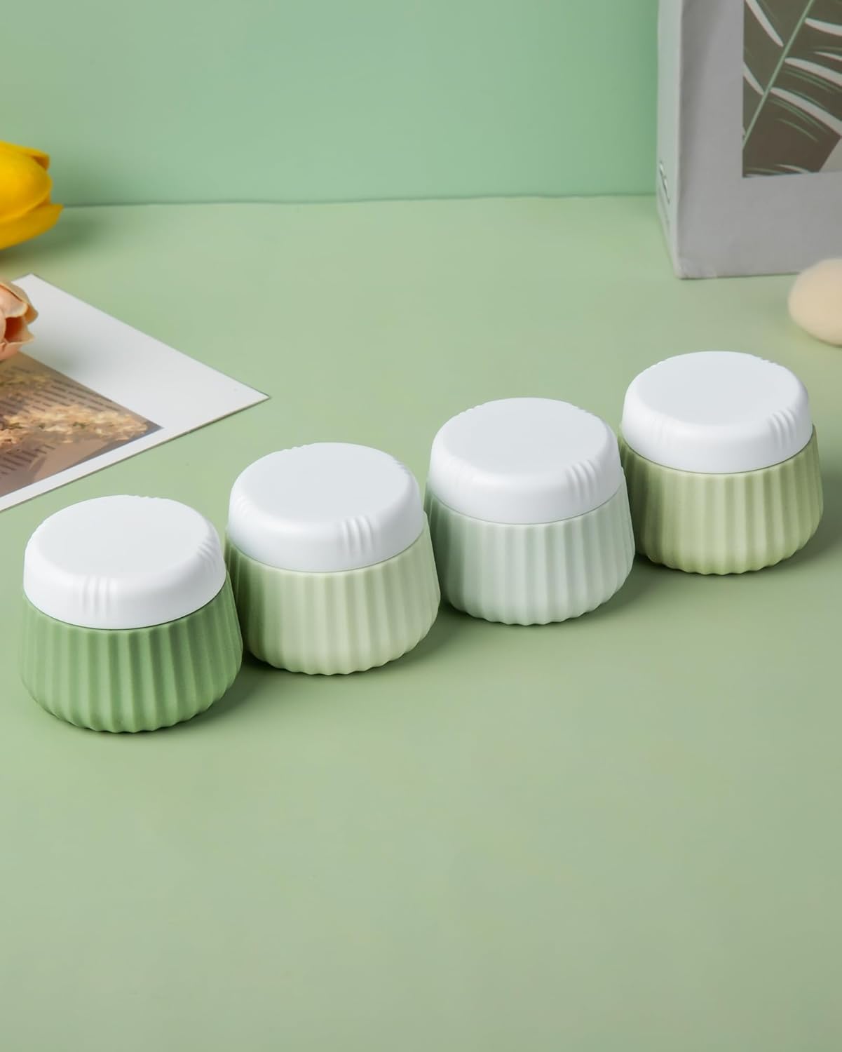 Travel Containers for Toiletries 4 Pack, TSA Approved Travel Size Toiletries, With Clear Bag Leak Proof Silicone Jars, Creams Jars Carrying Small Items