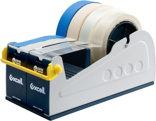 Excell Heavy Duty Steel Desk Tape Dispenser (4" Wide) with Safety Blade Cover, Desk Top Dispenser for Home,Office, Shop, Retail Store and Warehouse Wrapping Purpose