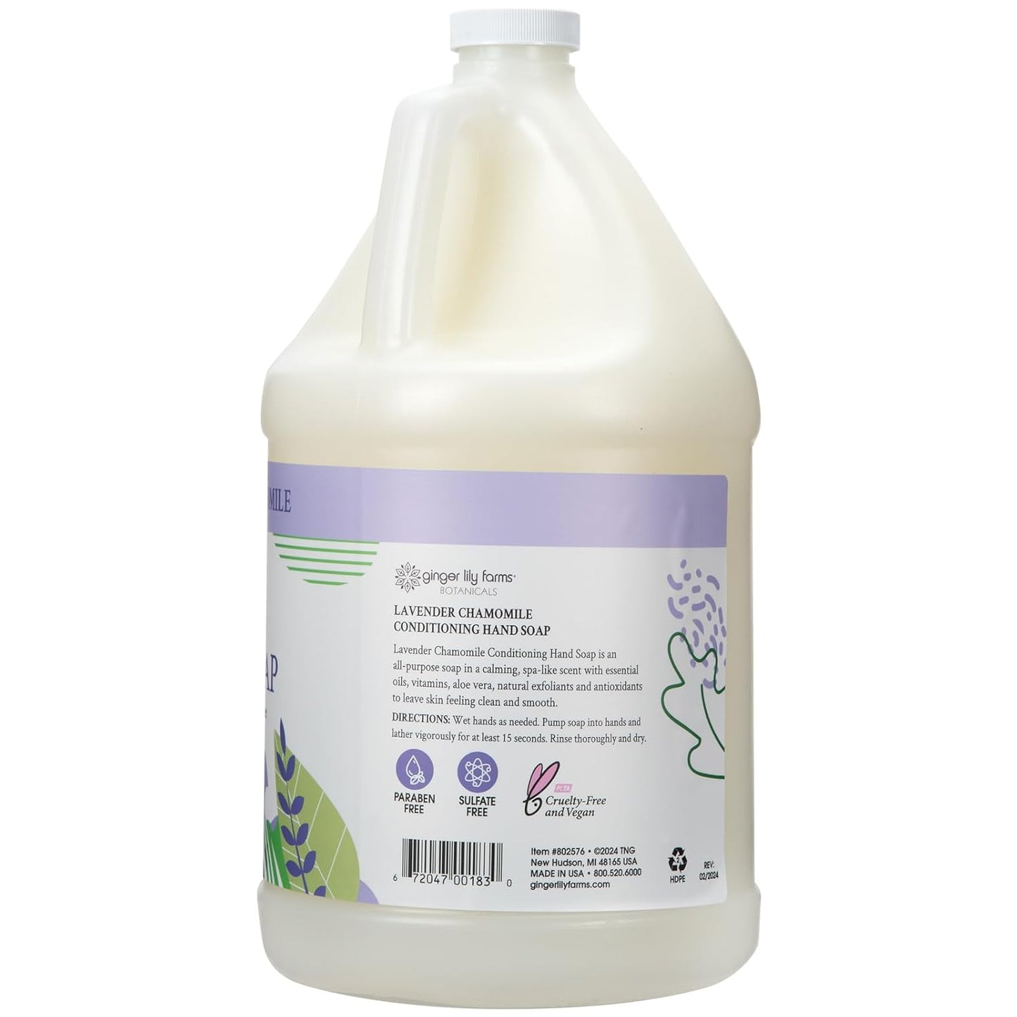 Ginger Lily Farms Botanicals All-Purpose Conditioning Liquid Hand Soap Refill, 100% Vegan & Cruelty-Free, Lavender Chamomile Scent, 1 Gallon (128 fl oz)
