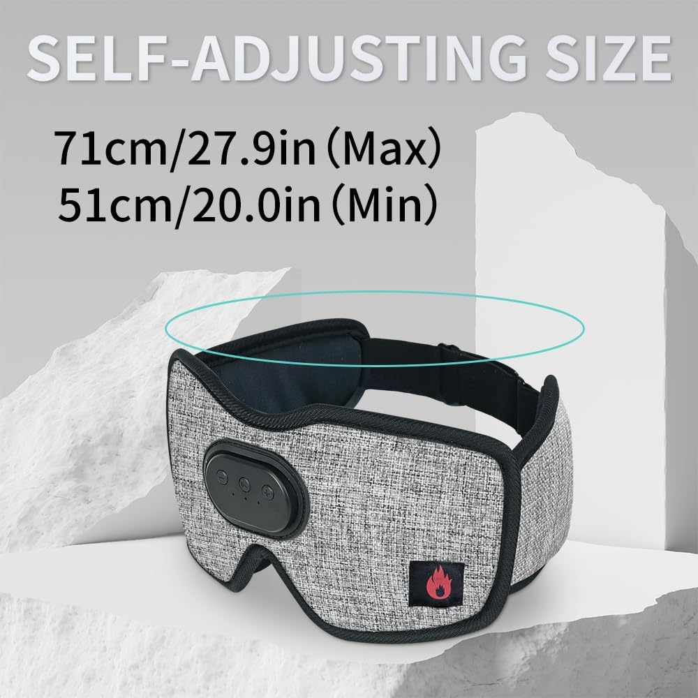 Heated Eye Mask with Bluetooth Headphones SYPVRY Wireless Sleep Eye Mask Headphones for Sleeping with Temperature & Timer Control, Warm Eye Compress USB Heated Mask for Dry Eyes Style,Grey