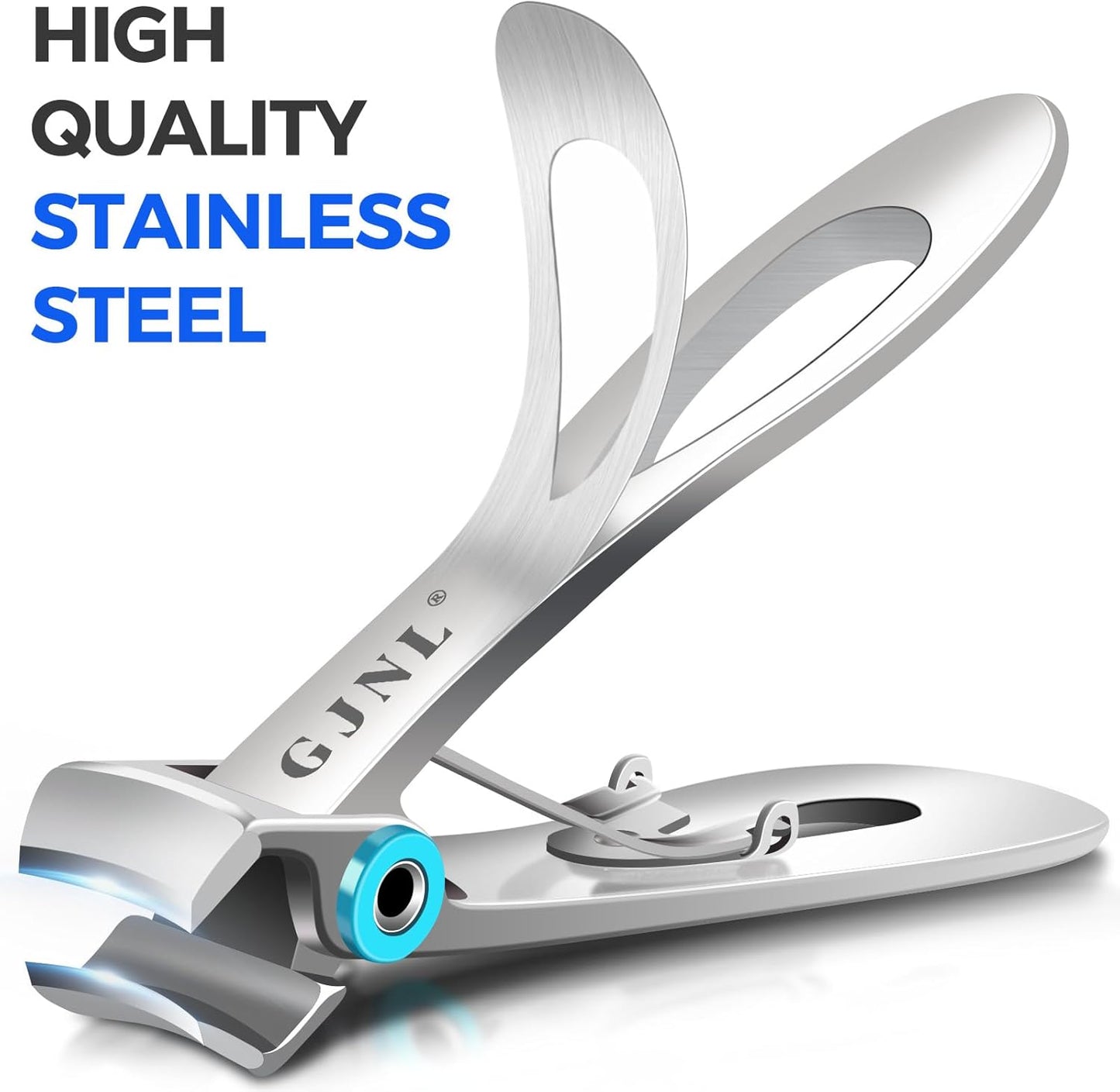 Toenail Clippers for Ingrown Thick Toenails, 16mm/37mm Wide Opening Heavy Duty Toe Nail Clippers for Men Thick Nails with Long Handle, 45 Degrees Very Sharp Slanted Curved Blade Toenail Clippers