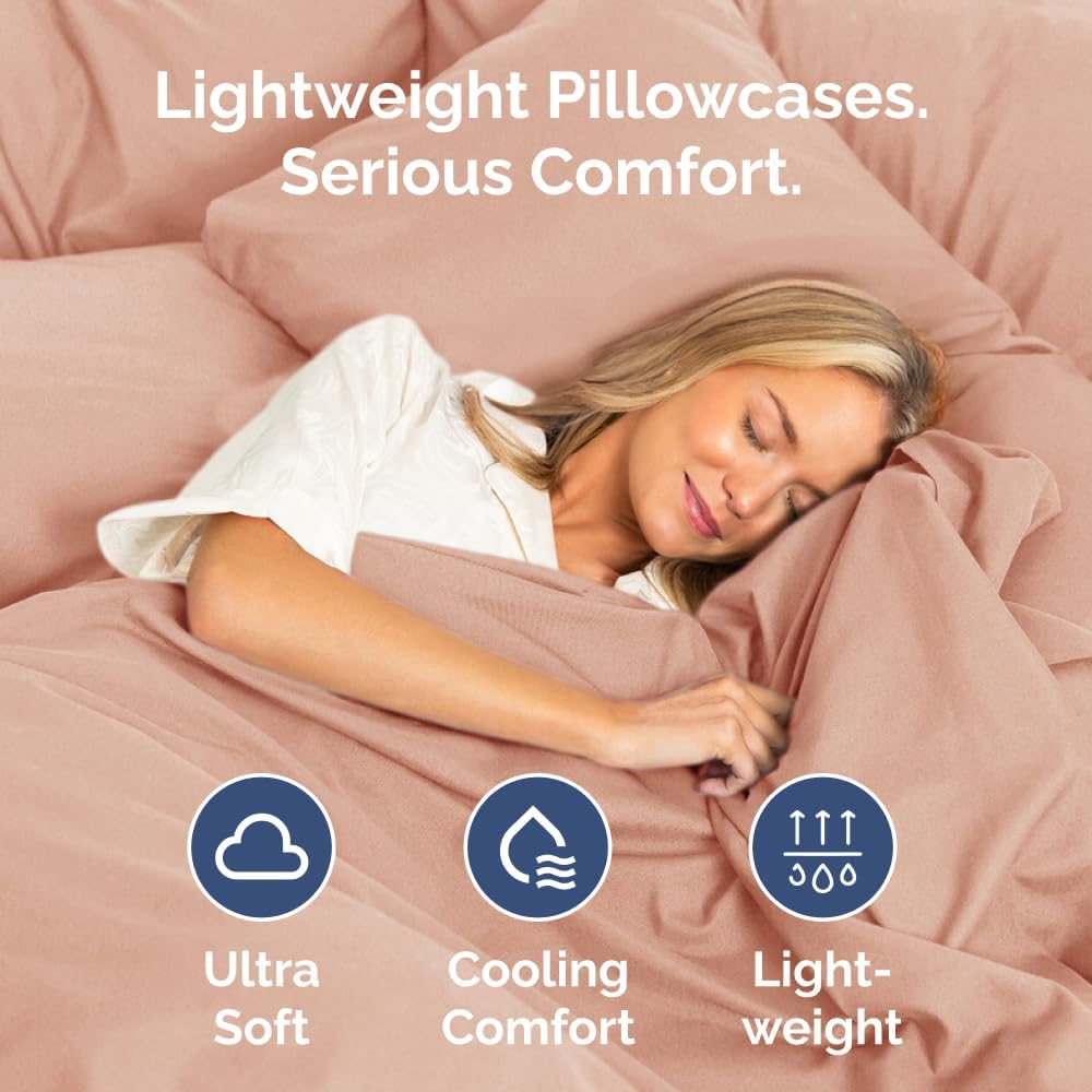 Queen Pillow Cases Set of 2 - Ultra Soft Hotel Quality Pillowcase Covers - Comfy, Cozy & Wrinkle Free - Shrinkage, Stain and Fade Resistant - Machine Washable Pillow Protectors - 2 Piece Set - Mauve