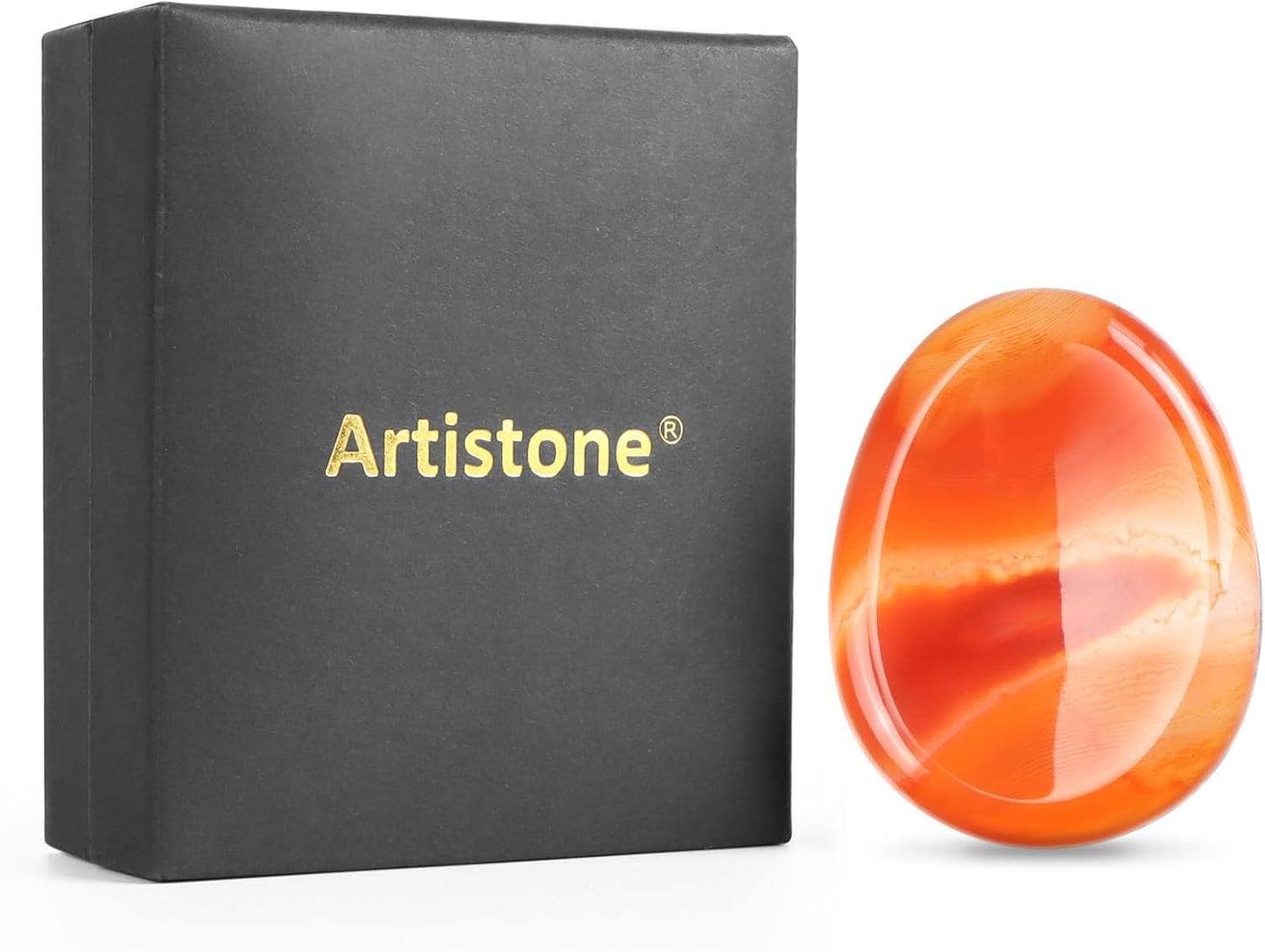 Artistone Red Carnelian Agate Crystal Chakra Thumb Worry Stone Teardrop Reiki Healing Stone Pocket Palm Stones for Anxiety Stress Relief Meditation