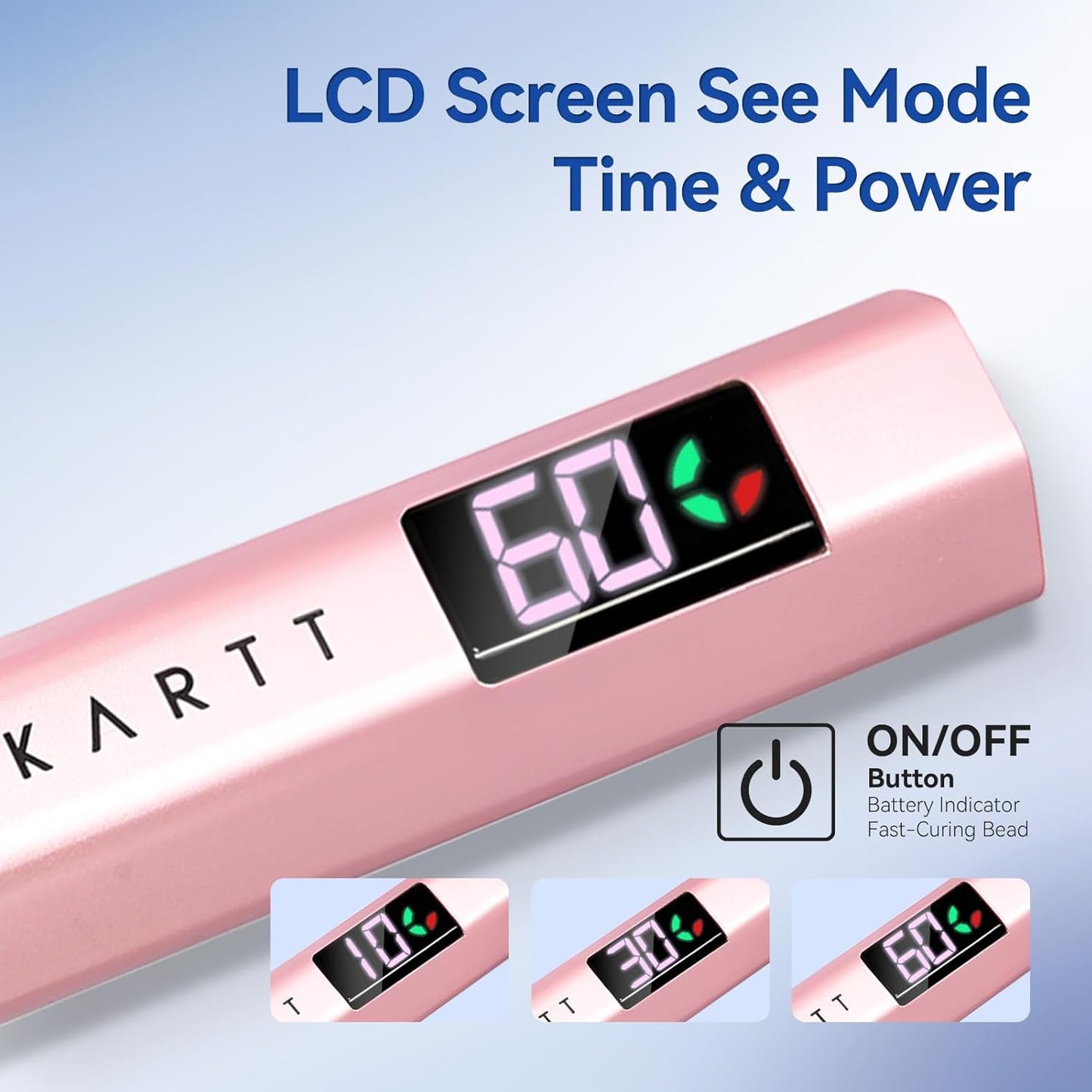 Makartt UV Light for Gel Nails - Handheld UV LED Nail Gel Lamp with 3 Beads Portable JERTY Nail Dryer for Fast Curing Nail Tips Rechargeable USB Nail Light with LCD 3 Timers for Home Salon Use