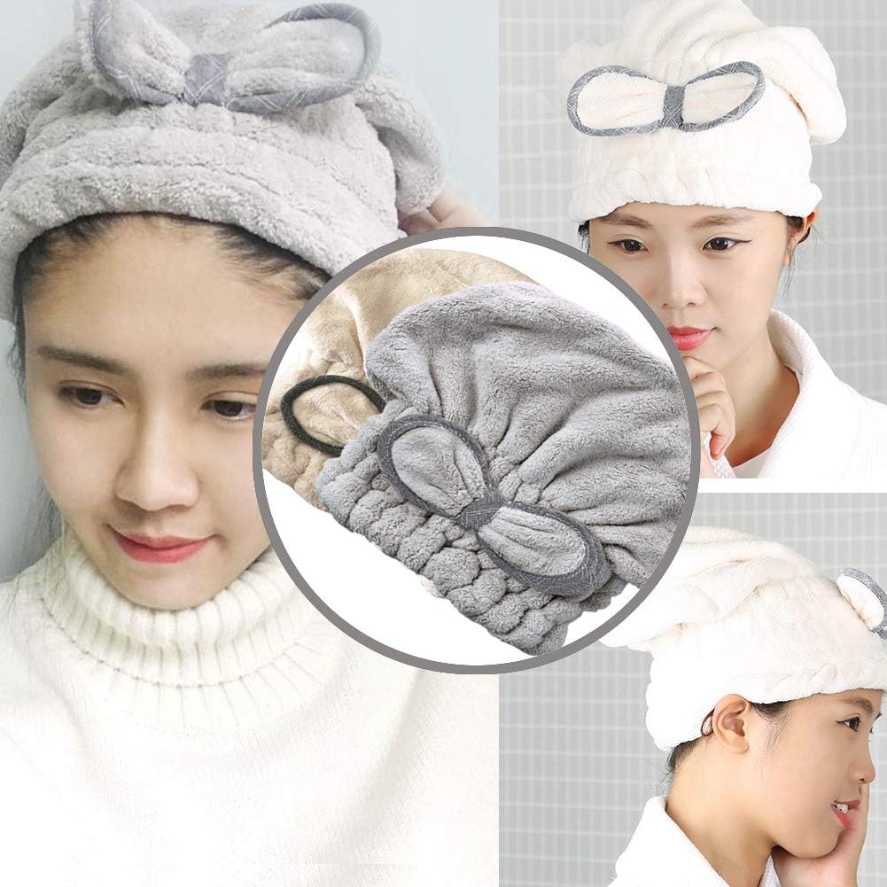 Jseng [New Upgrade] Microfiber Hair Drying Towel Cap, Extrame Soft & Ultra Absorbent, Fast Drying Hair Shower Cap for Girls and Women