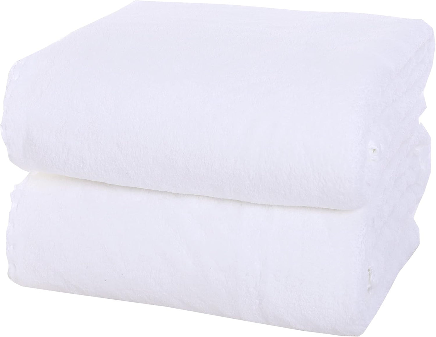 MOONQUEEN 2 Pack Premium Bath Towel Set - Quick Drying - Microfiber Coral Velvet Highly Absorbent Towels - Multipurpose Use as Bath Fitness, Bathroom, Shower, Sports, Yoga Towel (White)