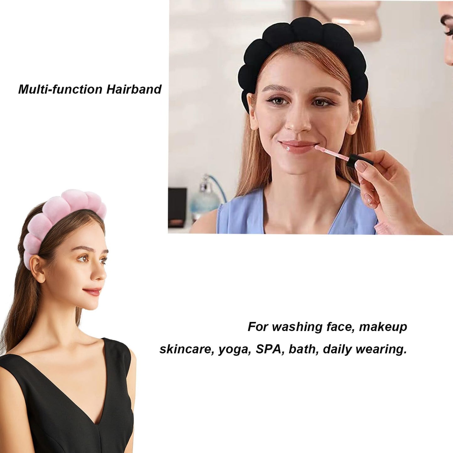 Spa Headbands for Washing Face Makeup Skin Care Headband Women Bubble Facial Beauty Headbands Puffy Shower Towel Band Hair Headband