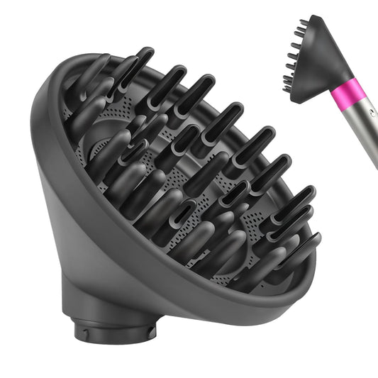 Diffuser Attachment for Dyson Airwrap, Converts to Hair Dryer for Frizz Reduction & Faster Drying, Upgraded Nozzle for Curly Hair Grey
