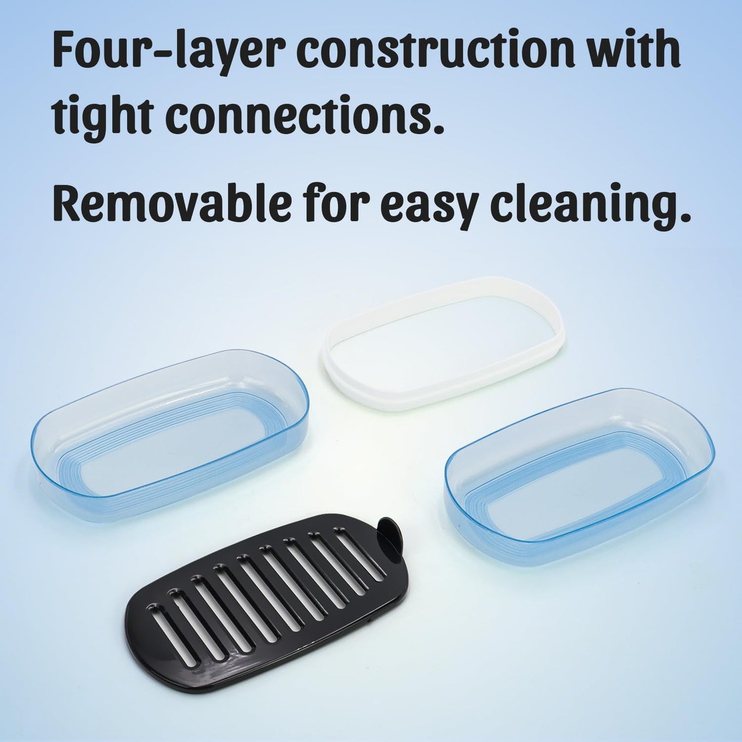 OZNER Clear Travel Soap Case Compatible with Kitsch - Leak-Proof Multi-Use Soap Holder with Draining Layer for Shampoo Bars, Gym, Travel & Camping (Blue,1 Pack