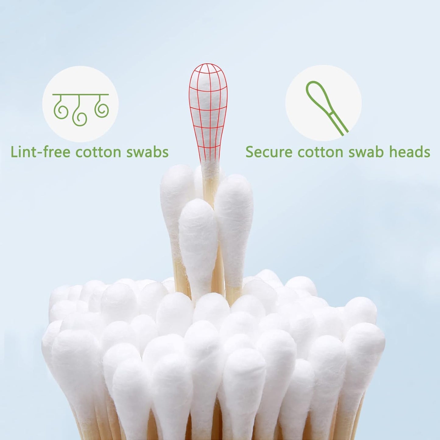 Round Tip Cotton Swabs, 6-Inch Bamboo Sticks, Lint-Free, for Delicate Cleaning, Arts & Crafts, Pet Care, Audio Equipment Maintenance with Portable Storage Case (Round Tips (500ct))