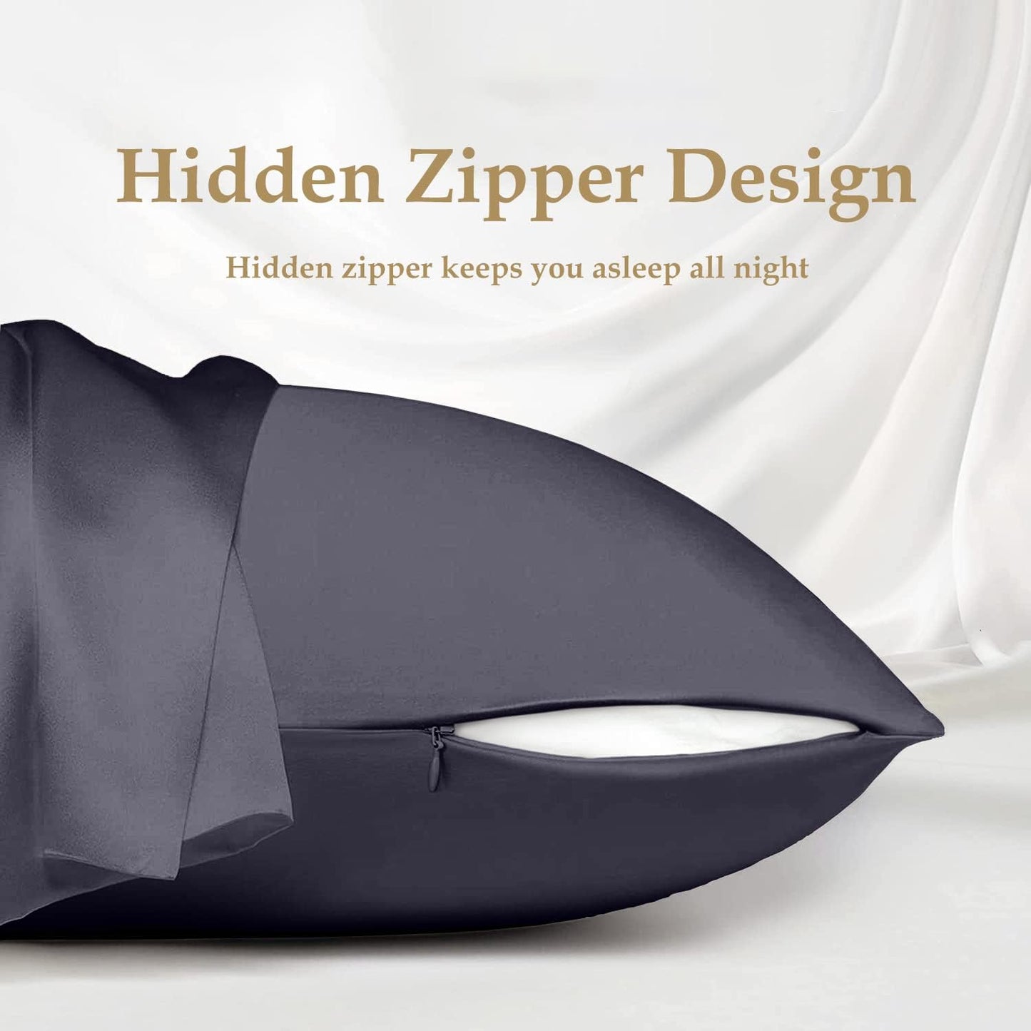 INSSL Silk Pillowcase for Women, Mulberry Silk Pillowcase for Hair and Skin and Stay Comfortable and Breathable During Sleep (Queen, Dark Grey)