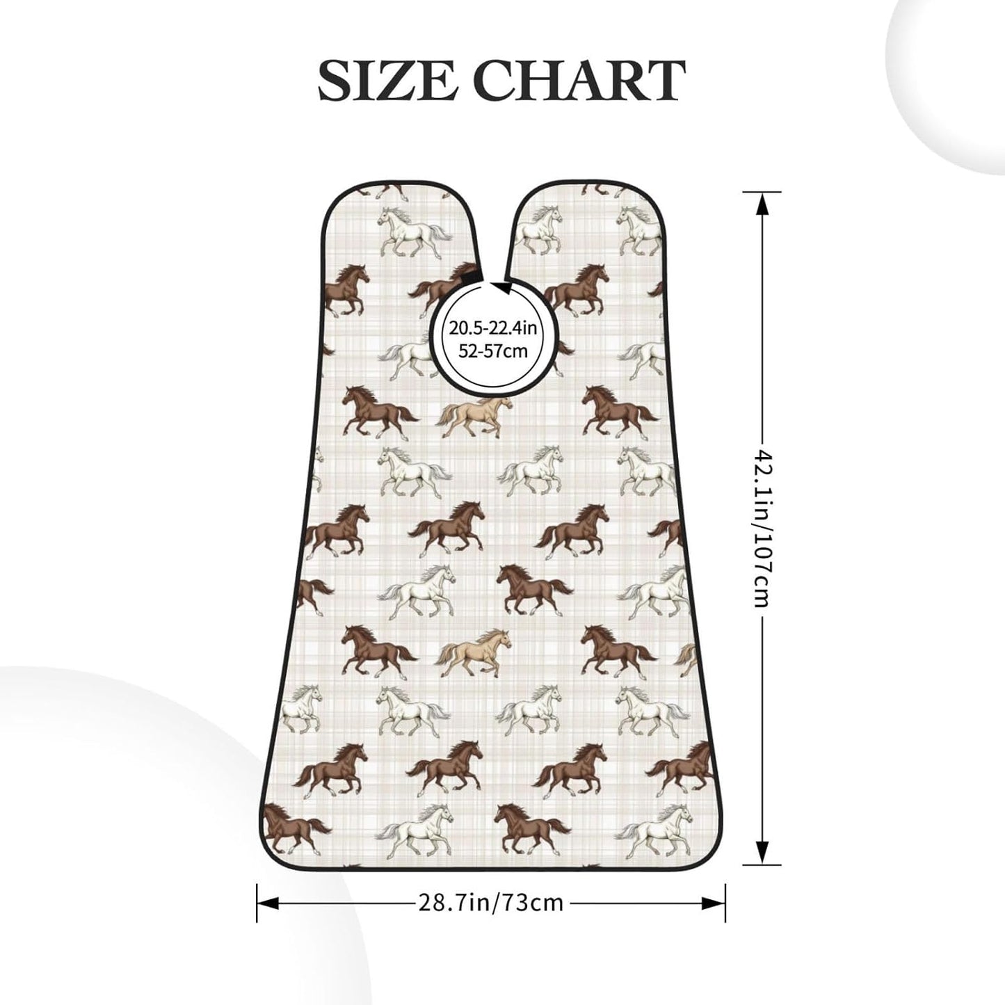 Stretchable Beard Cape, Non-Stick Hair Catcher for Trimming, Waterproof Grooming Apron, Running Beautiful Horses Checkered Pink Plaid