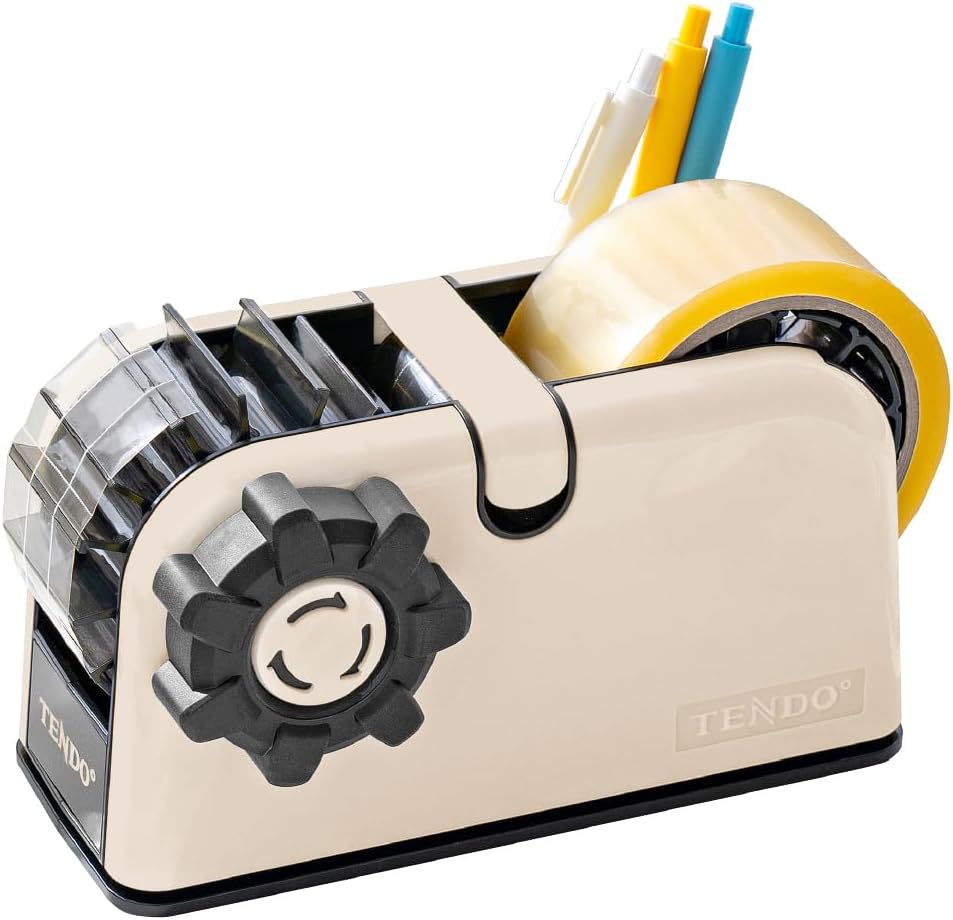 [TENDO°] Multi-Section Tape Dispenser ZO-508: Innovative Cutter for Custom Tape Width (Beige)