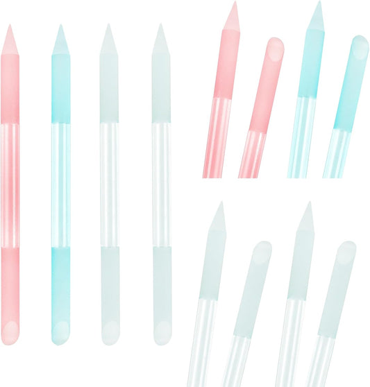 4Pcs Glass Cuticle Pusher, Crystal Cuticle Pusher Glass File, Dual-Ended Manicure Stick, Professional Precision Filing Cuticle Remover, Manicure Pedicure Tools for Nails and Cuticles Care…