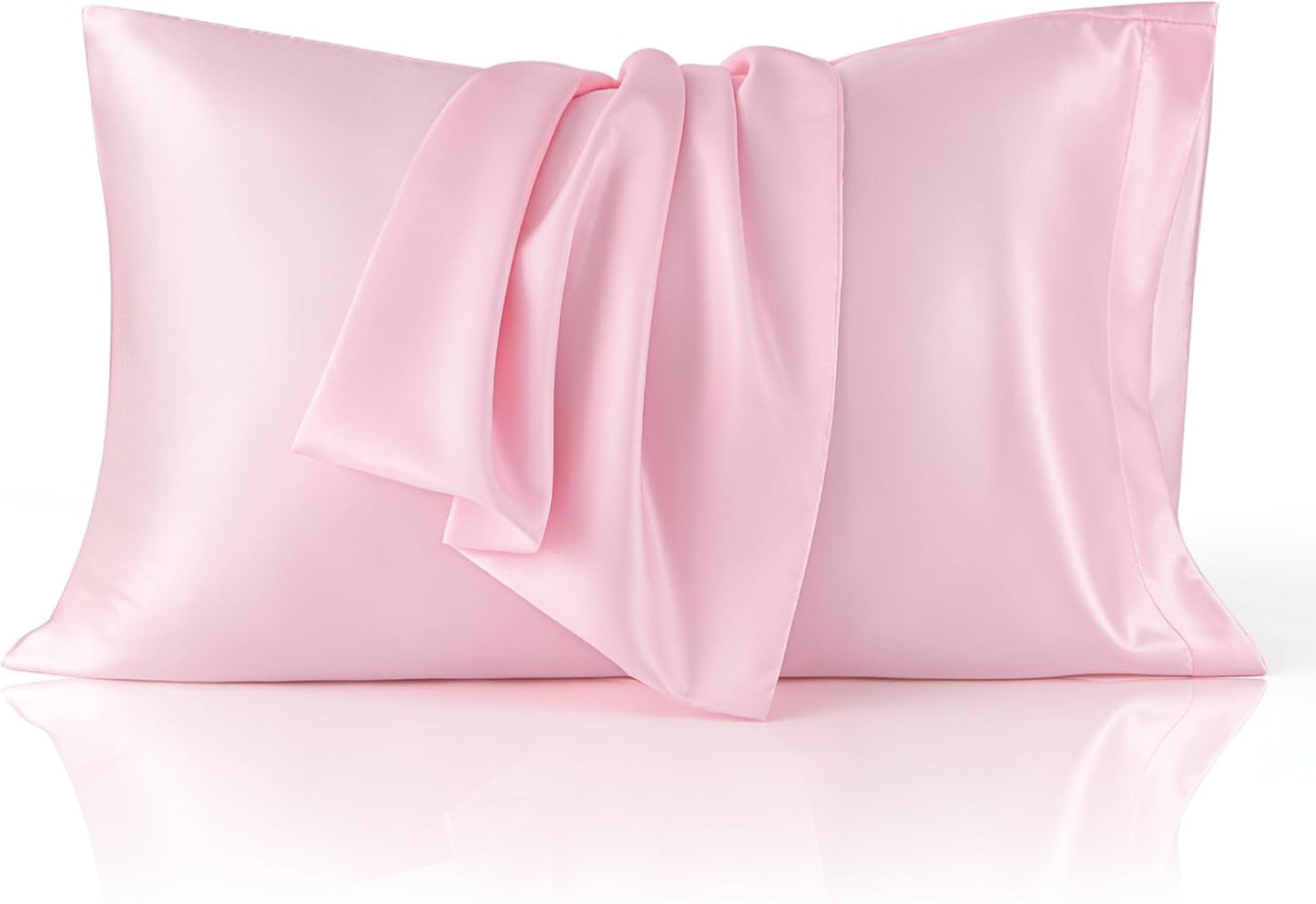 Bedsure Satin Pillowcase for Hair and Skin Queen, Similar to Silk Pillow Cases, Pillow Cases Set of 2 with Envelope Closure, Pink Room Decor Essentials for Girls, 20x30 Inches, 2pcs
