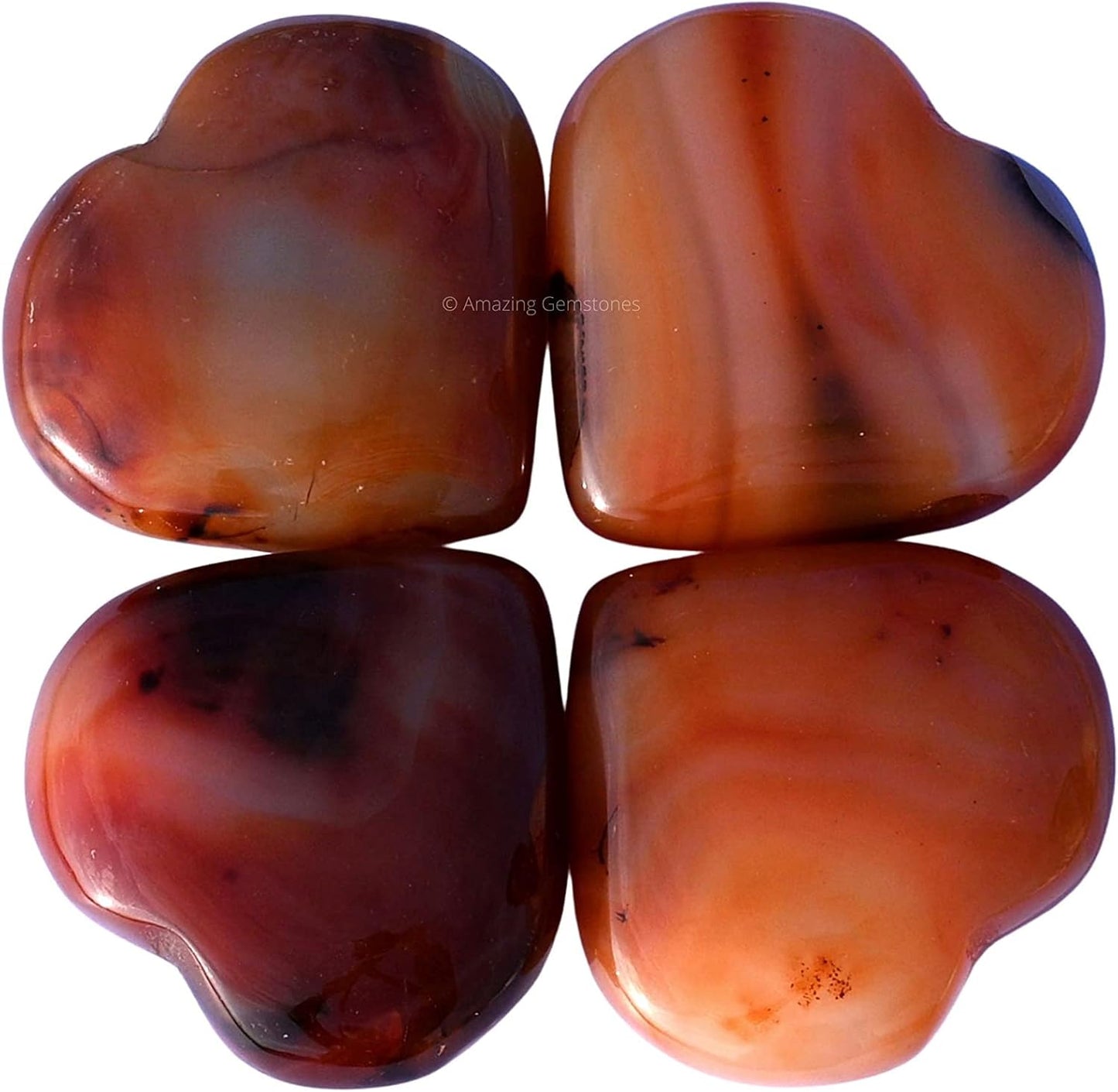 Carnelian Crystal Heart Palm Stone - Pocket Massage Worry Stone for Natural Body Chakra Balancing, Reiki Healing and Crystal Grid