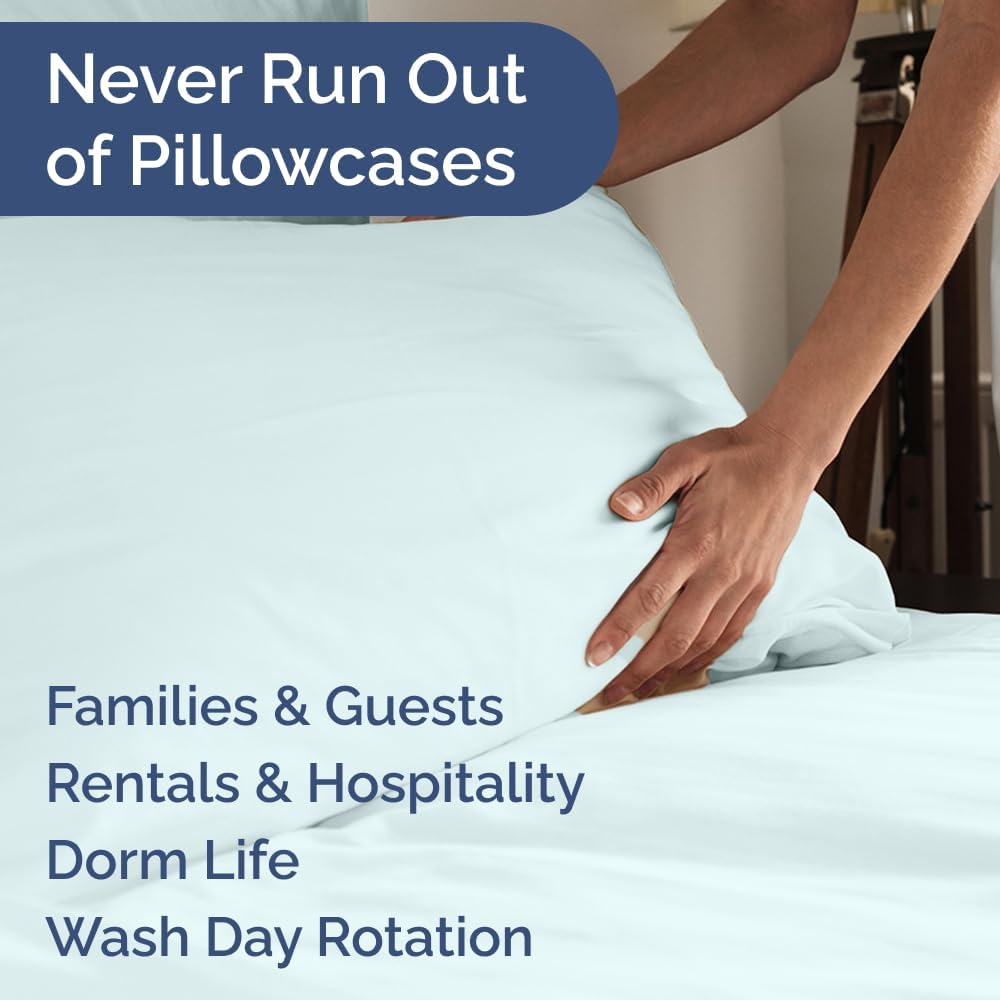 Queen Pillow Cases Set of 8 - Ultra Soft Hotel Quality Pillowcase Covers - Comfy, Cozy & Wrinkle Free - Shrink, Stain and Fade Resistant - Machine Washable Pillow Protectors - 8 Piece Set - Ice Blue
