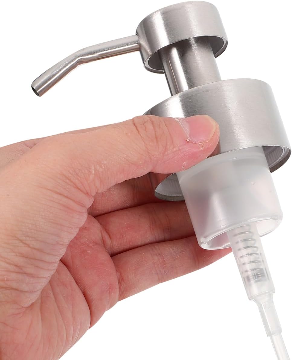 Veemoon 2pcs Foam Dispenser Pump Replacement Stainless Steel Liquid Soap Dispenser Head Shampoo Bottle Pump,Suitable About 44mm/1.73” Wide Rim Threaded Bottle Neck, for Toilet Shower (Silver)