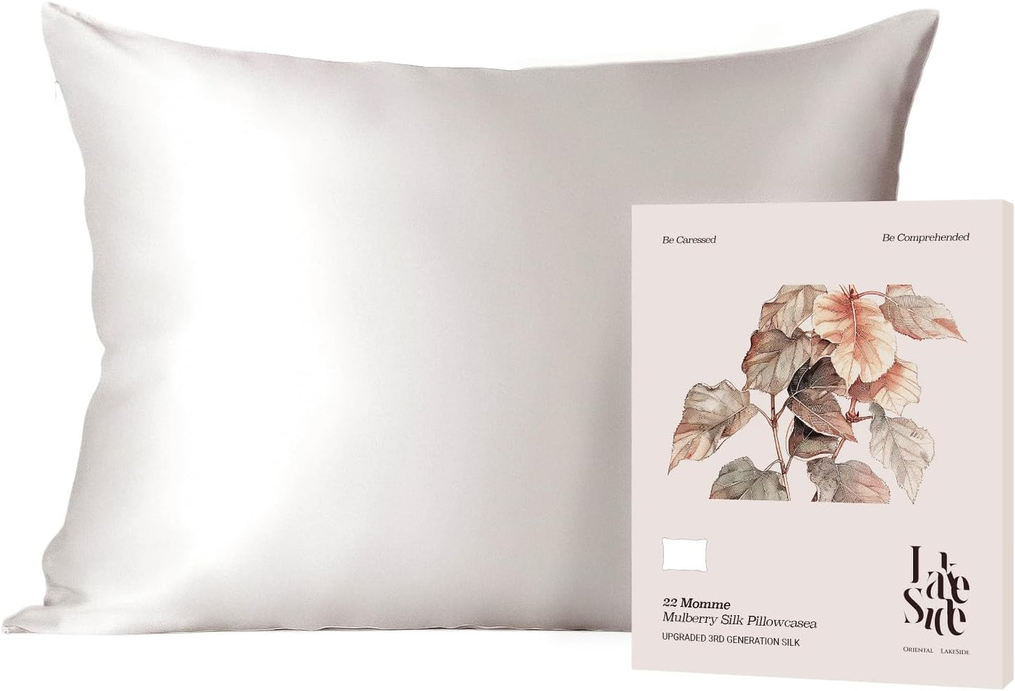 Oriental Lakeside® 100% Pure 22 Momme Mulberry Silk Pillowcase with Hidden Zipper - Nighttime Skincare & Hair Care Hydrating Pillow Cover