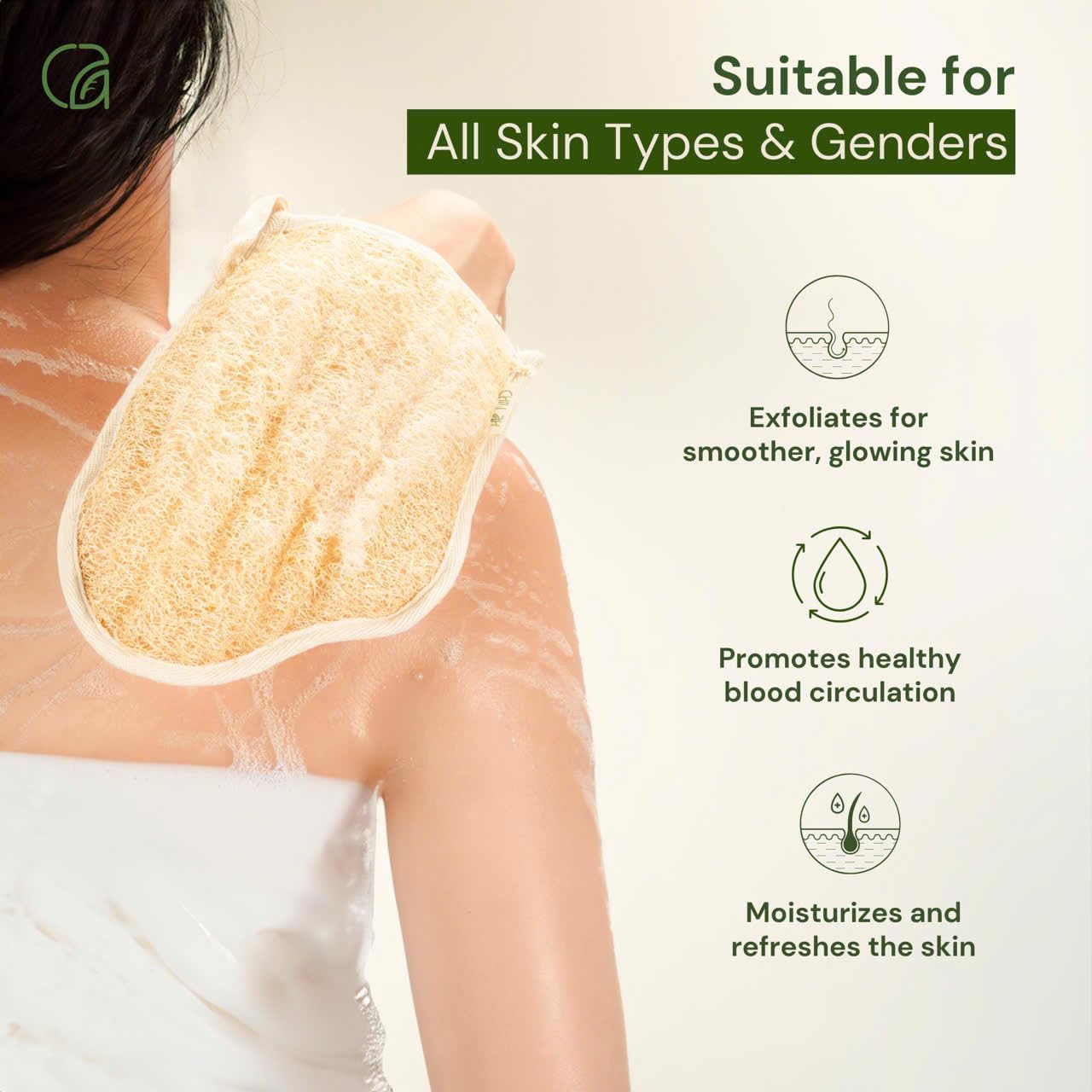 Chill Ah Green Glow Dual-Sided Loofah Bath Mitts (2-Pack) – 100% Plant-Based, Dye-Free, Biodegradable, Handcrafted in Vietnam – Natural Exfoliating Gloves for Glowing Skin