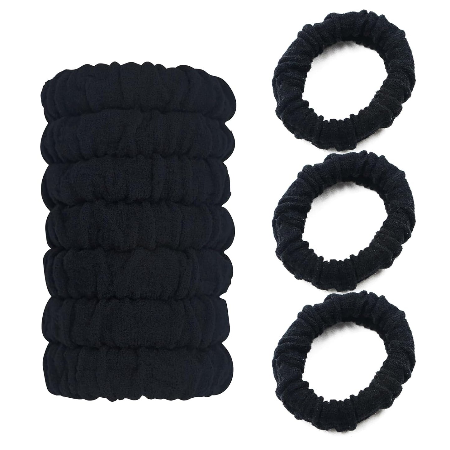Youxuan No Damage Soft Polyester Hair Ties, No Tug Scrunchies Hair Bands with Strong Elasticity – Black