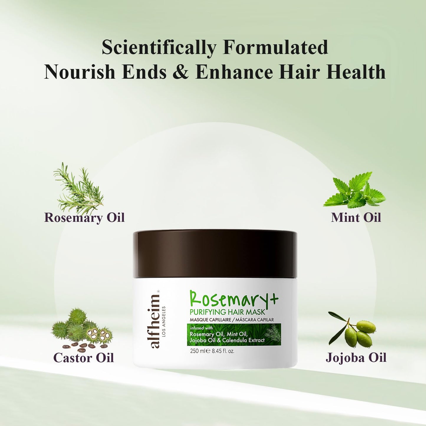 ALFHEIM Rosemary+ Purifying Hair Mask | Deep Moisturizing & Scalp Balancing Treatment | Infused with Rosemary, Peppermint Oil & Jojoba Oil | For Oily Hair, Dandruff & Weakened Strands | 8.45 oz