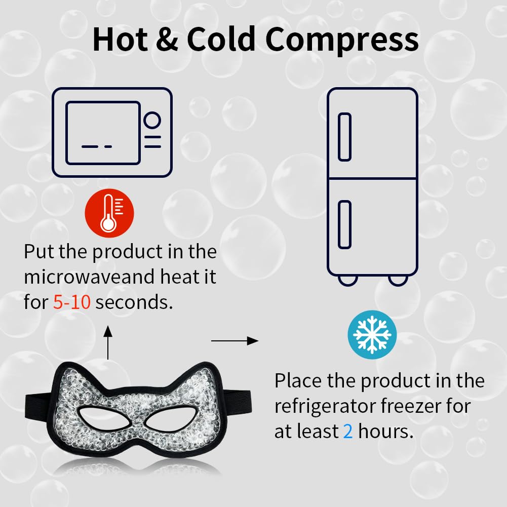 Cooling Eye Mask, Hot & Cold Use, for Puffy Eyes, Dry Eyes, Headaches, Migraines, Sinus, Dark Circles (2 blue)