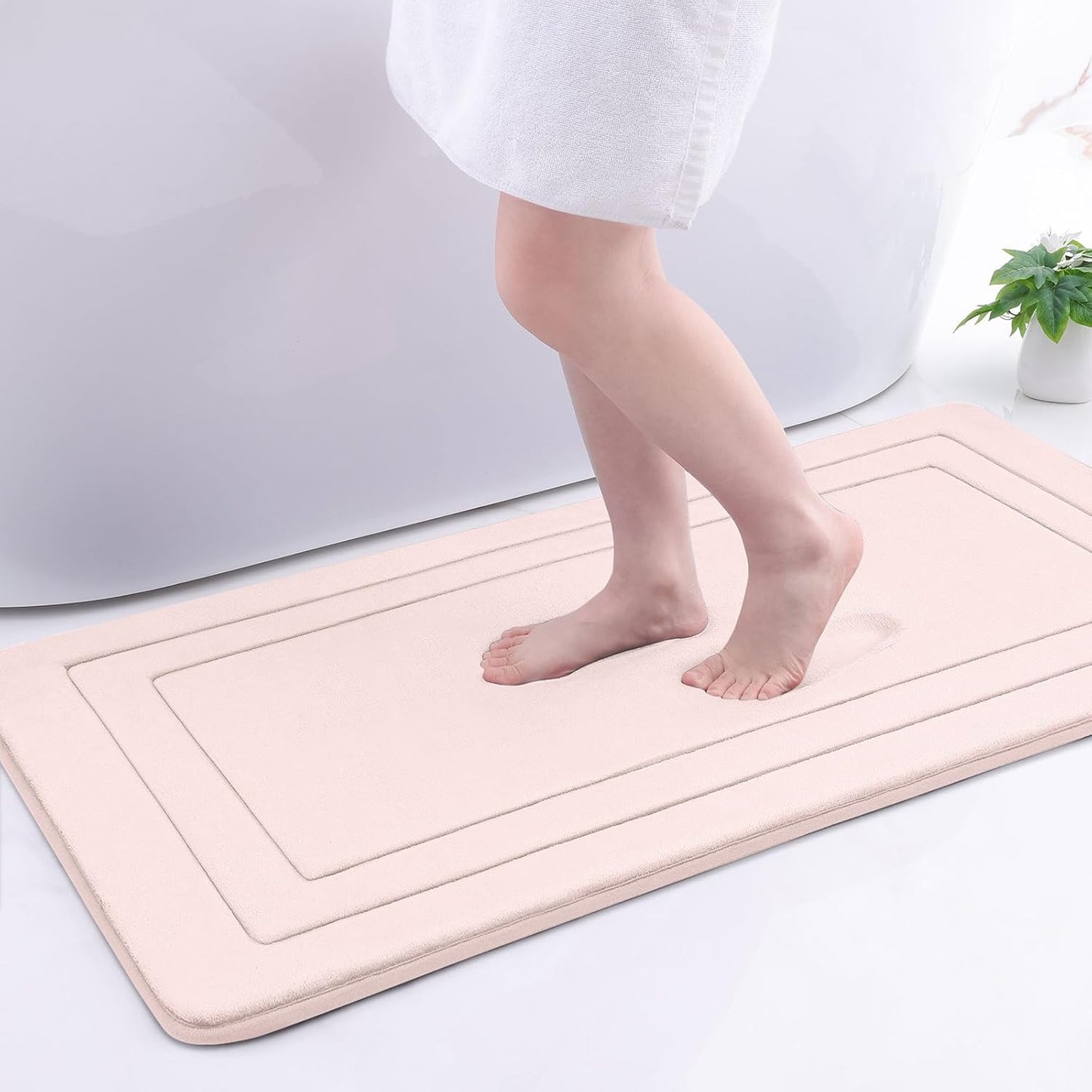 Arotive Memory Foam Bathroom Rug Mat 44x24, Ultra Soft and Absorbent Bath Mat, Machine Wash Dry, Comfortable Bath Rug Carpet for Bathroom Floor, Tub and Shower, Pink
