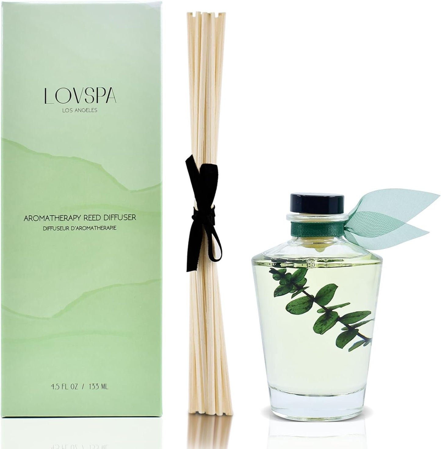 LOVSPA Reed Diffuser Set, Cleanse Eucalytpus Sage Scented Oil Diffuser with Sticks, Home Fragrance Accessories for Bathroom Shelf Decor, Aroma Diffusers for Home or Office Desk, USA Made