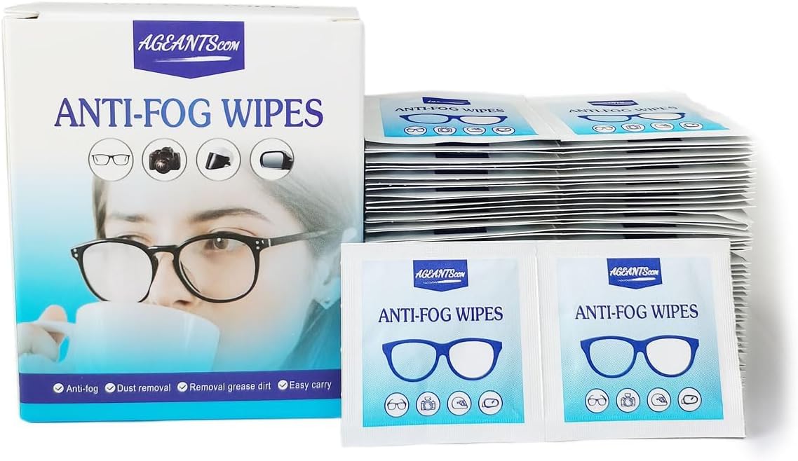 Anti Fog Wipes for Glasses (100-pack) | Pre-Moistened, Quick Dry & Scratch Free for Laptop Screens, Optical Lens, Goggles, Smart Phone Screens and Watch Screens