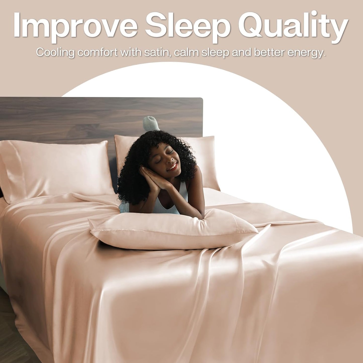 MR&HM Satin Pillowcase for Hair and Skin, Silk Satin Pillowcase 2 Pack, King Size Pillow Cases Set of 2, Silky Pillow Cover with Envelope Closure (20x40, Champagne)