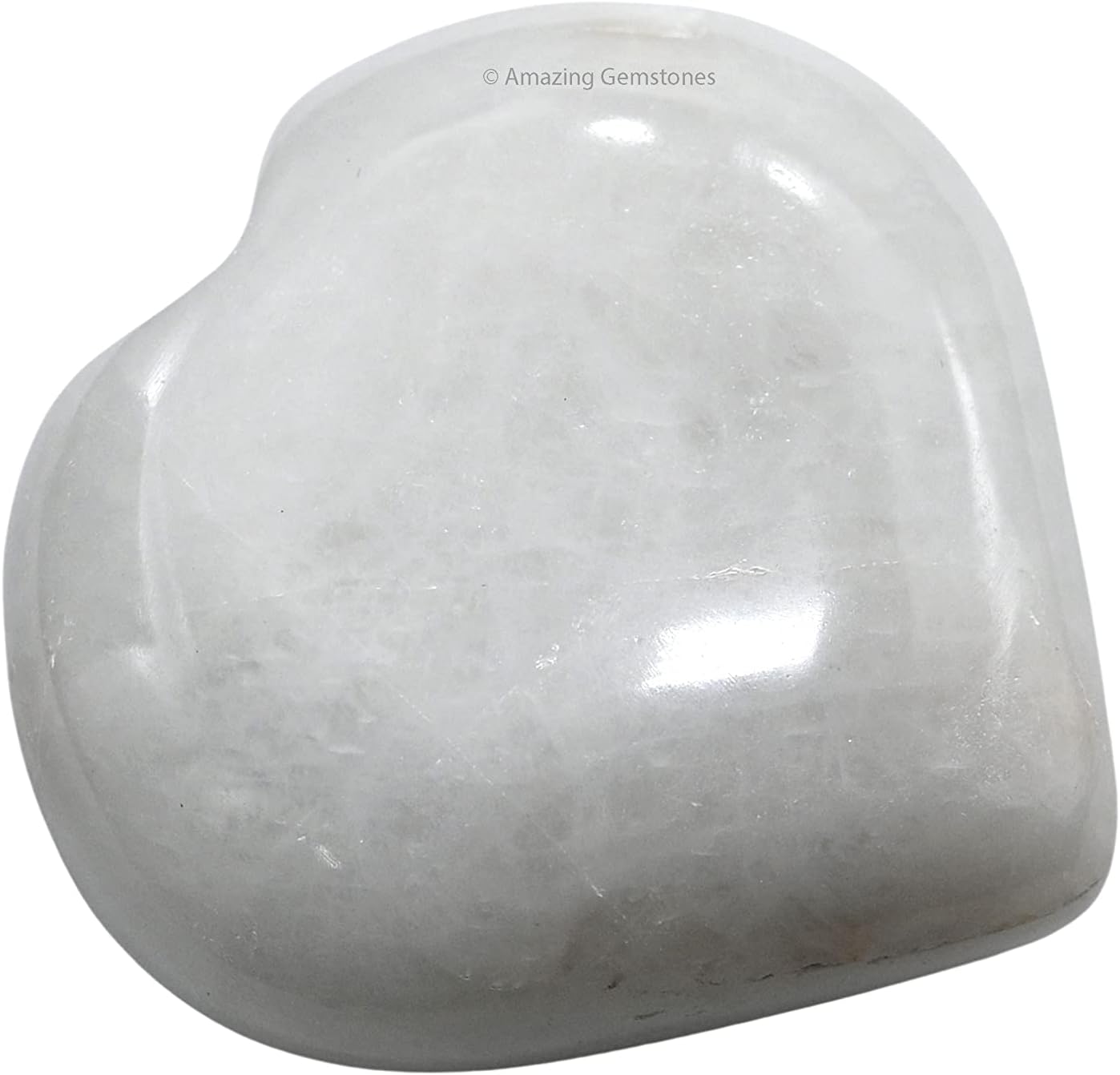 Amazing Gemstone Snow Quartz White Agate Crystal Heart Palm Stone - Pocket Massage Worry Stone for Natural Body Chakra Balancing, Reiki Healing and Crystal Grid