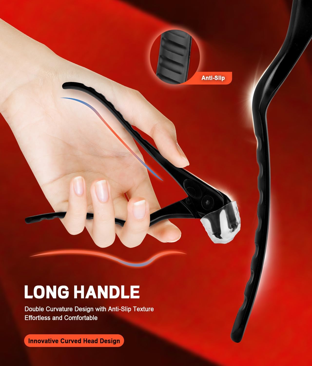 SGNEKOO Long Handle Toenail Clippers for Seniors - Curved Design with Anti-Slip Grip, MIM Technology & Ergonomic Pedicure Tool (No Bending, Easy Trimming for Elderly)