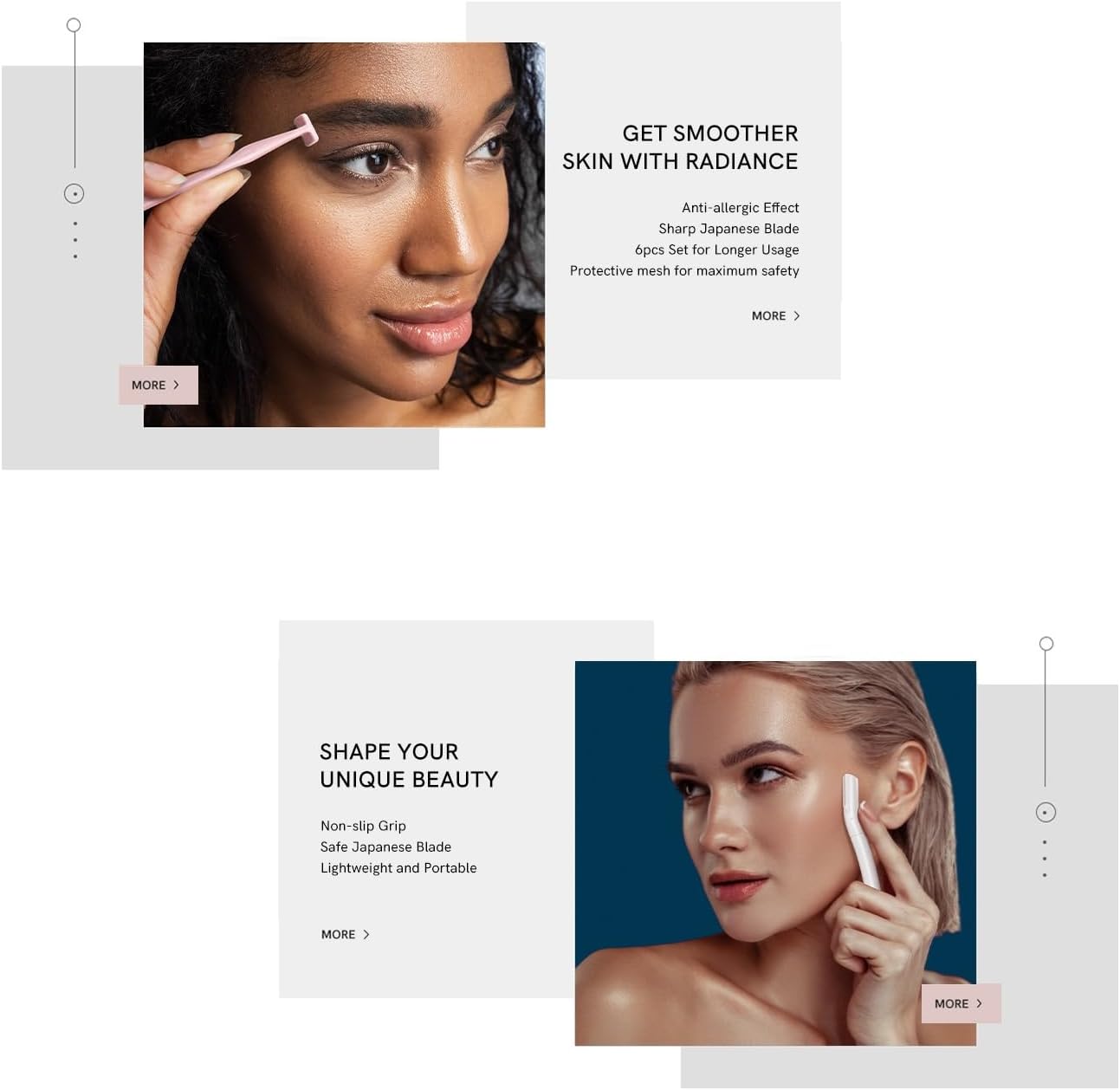 Eyebrow Razors w/Dermaplane Razors Set - Japanese Blades Razors - Small Face Razors for Peach Fuzz and Fine Hair, Multipurpose Exfoliating Dermaplaning Tools for Women and Men